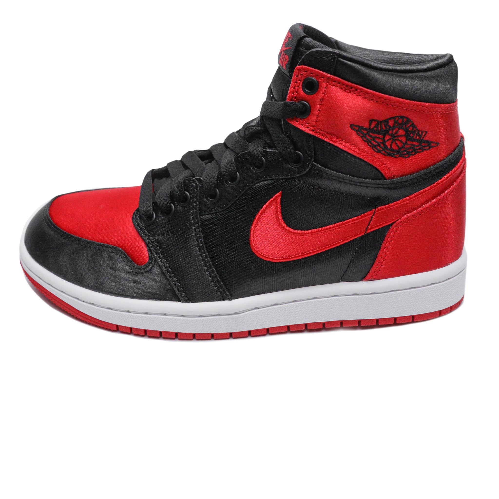 Black Satin High Top Black And Red Jordans Bred Jordan One Black
