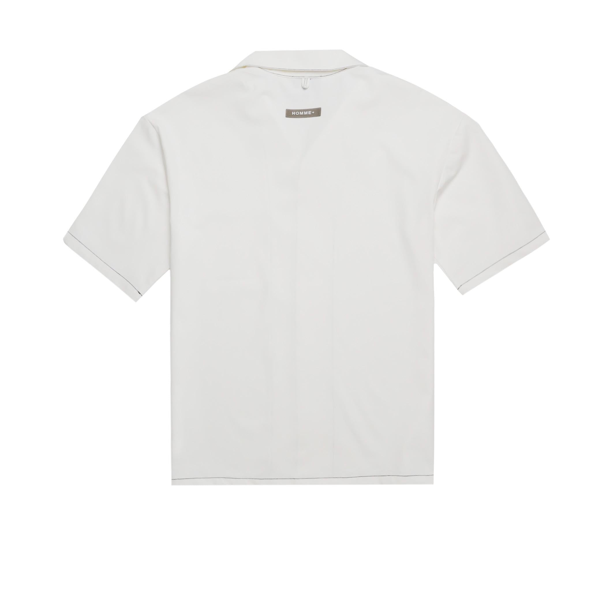 HOMME+ Contrast Stitch Short Sleeve Shirt White | SNEAKERBOX