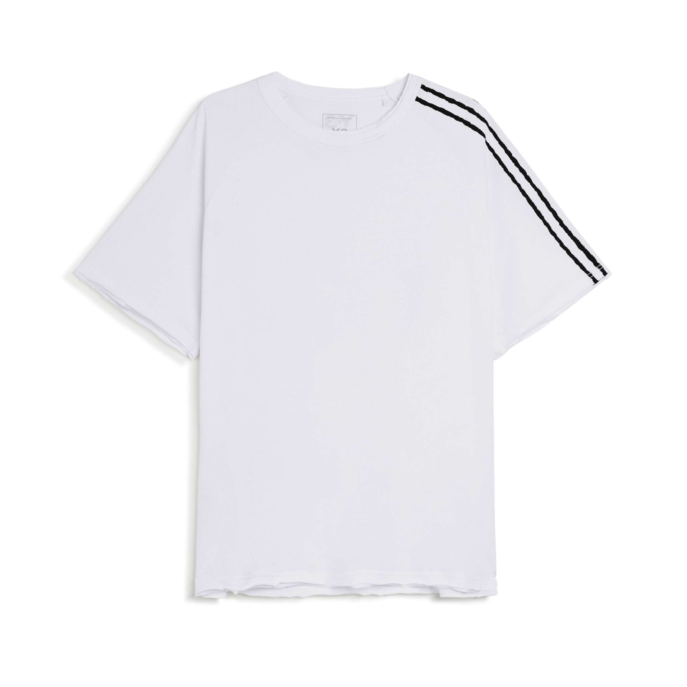 ADIDAS Y-3 Raw Edge 3 Stripes Short Sleeve Tee White