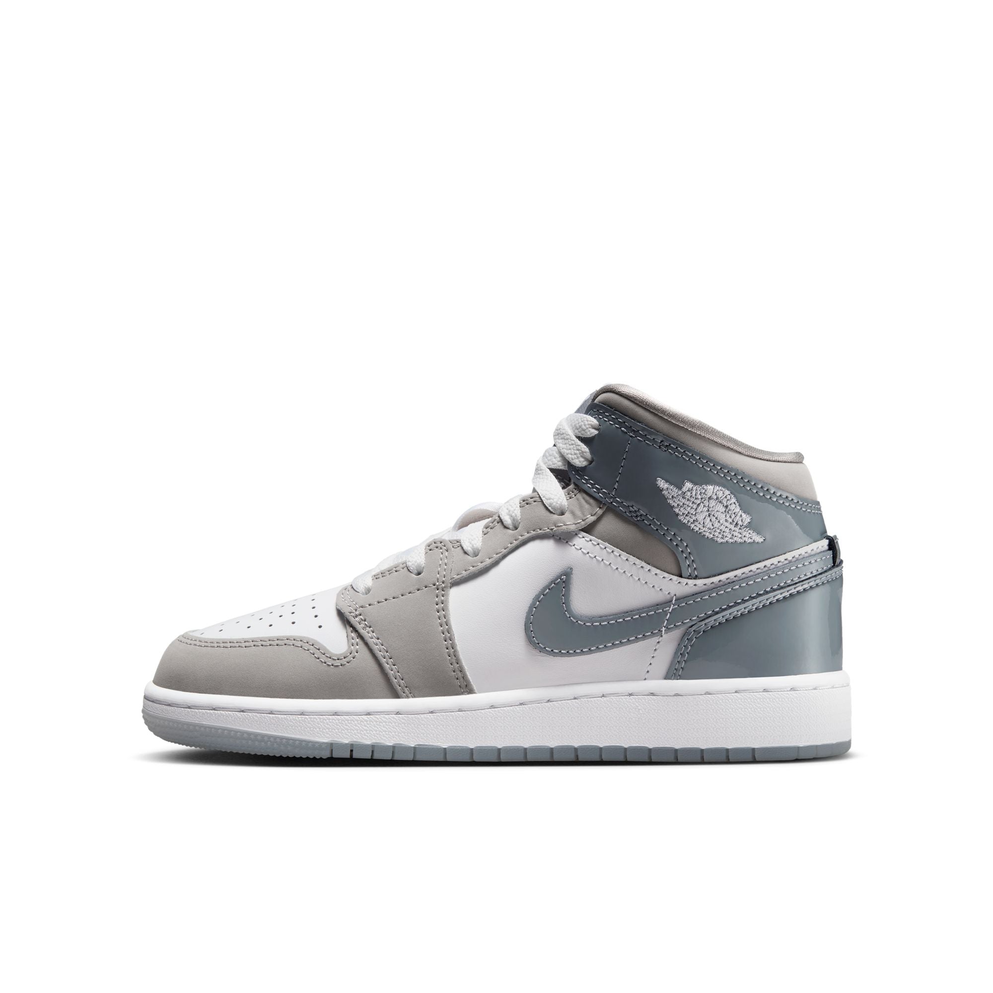 Air Jordan 1 Mid SE (GS) 'Patent Cool Grey'