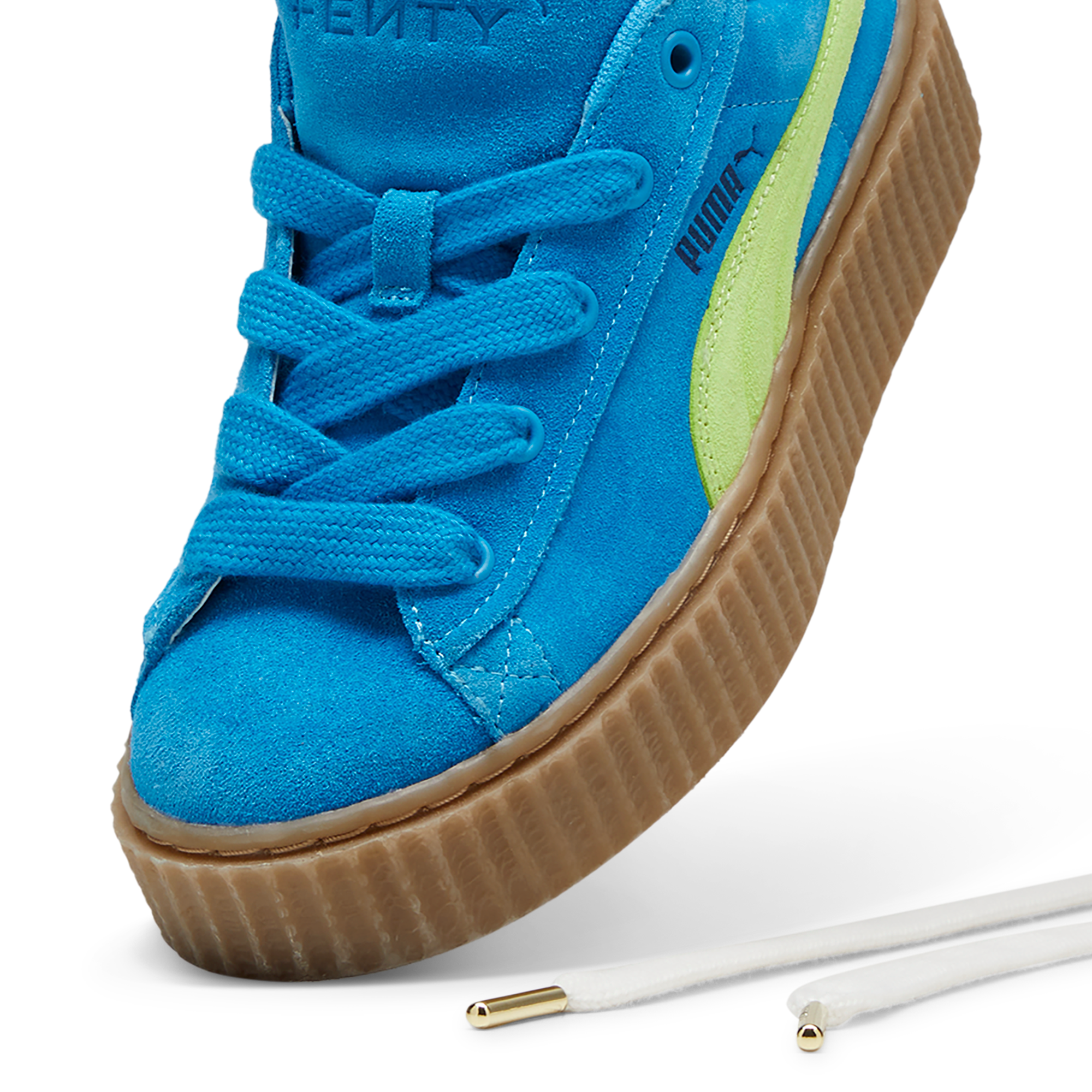 Puma creepers blue outlet and lime green