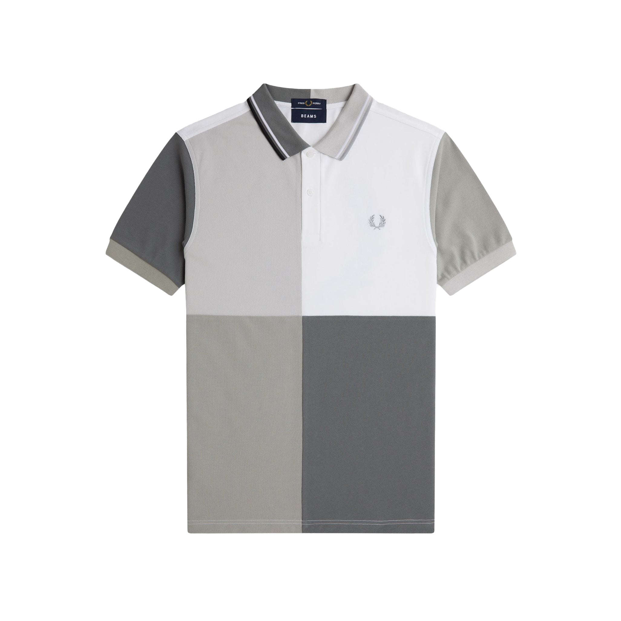 Fred Perry X BEAMS Grid Design Shirt White SNEAKERBOX Fred perry x beams grid design shirt white sneakerbox