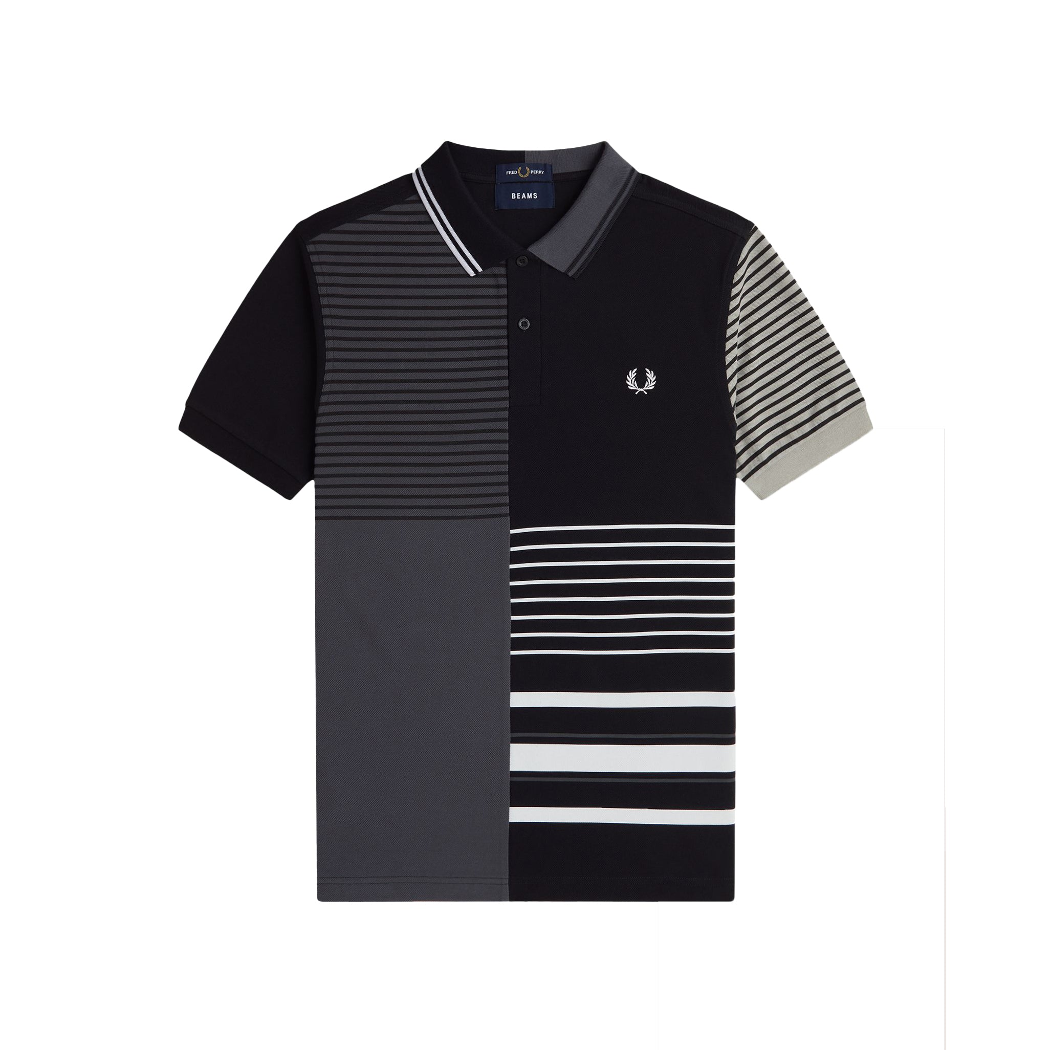 Fred Perry x BEAMS Striped Panel Shirt Black