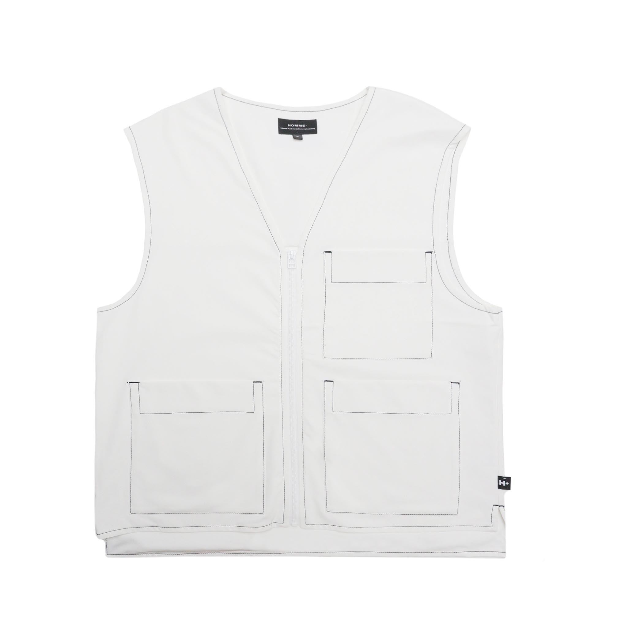 HOMME+ Contrast Stitch Vest White