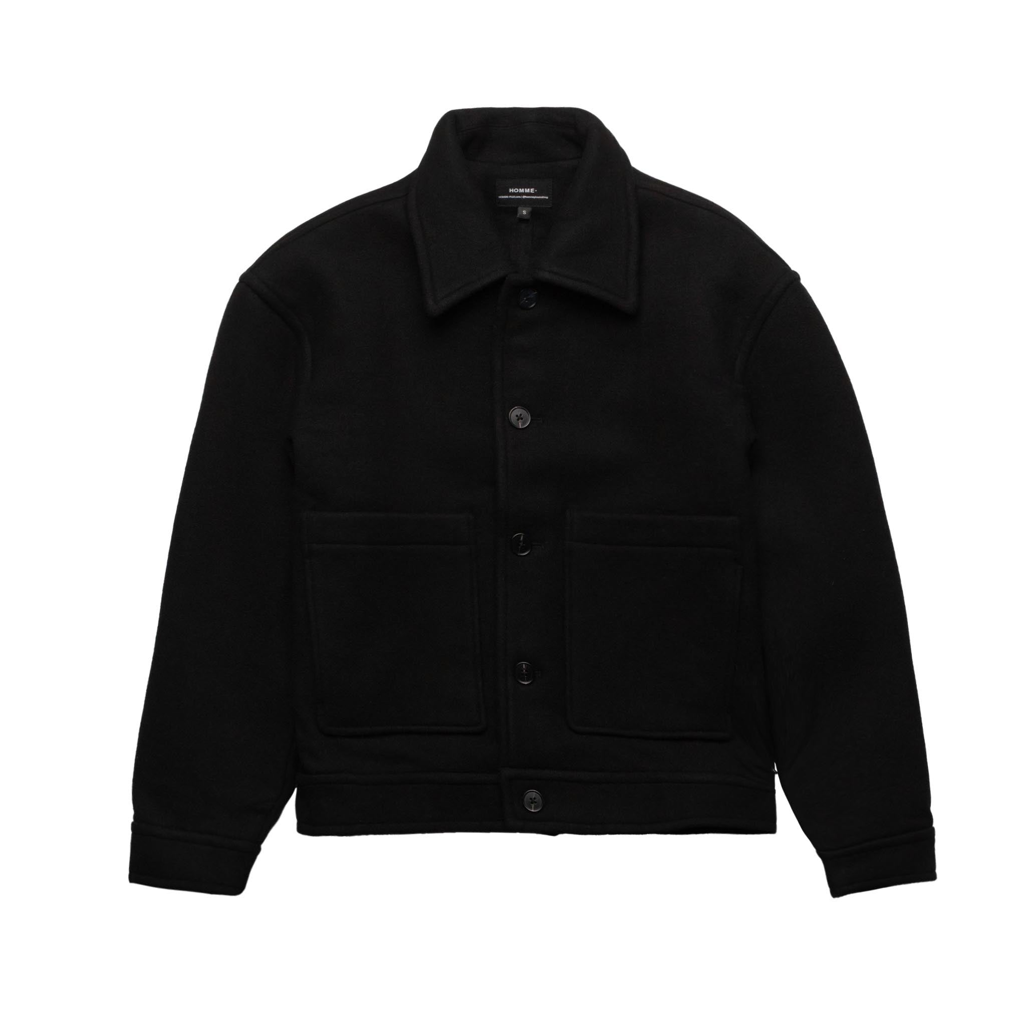 HOMME+ Cropped Wool Jacket Black