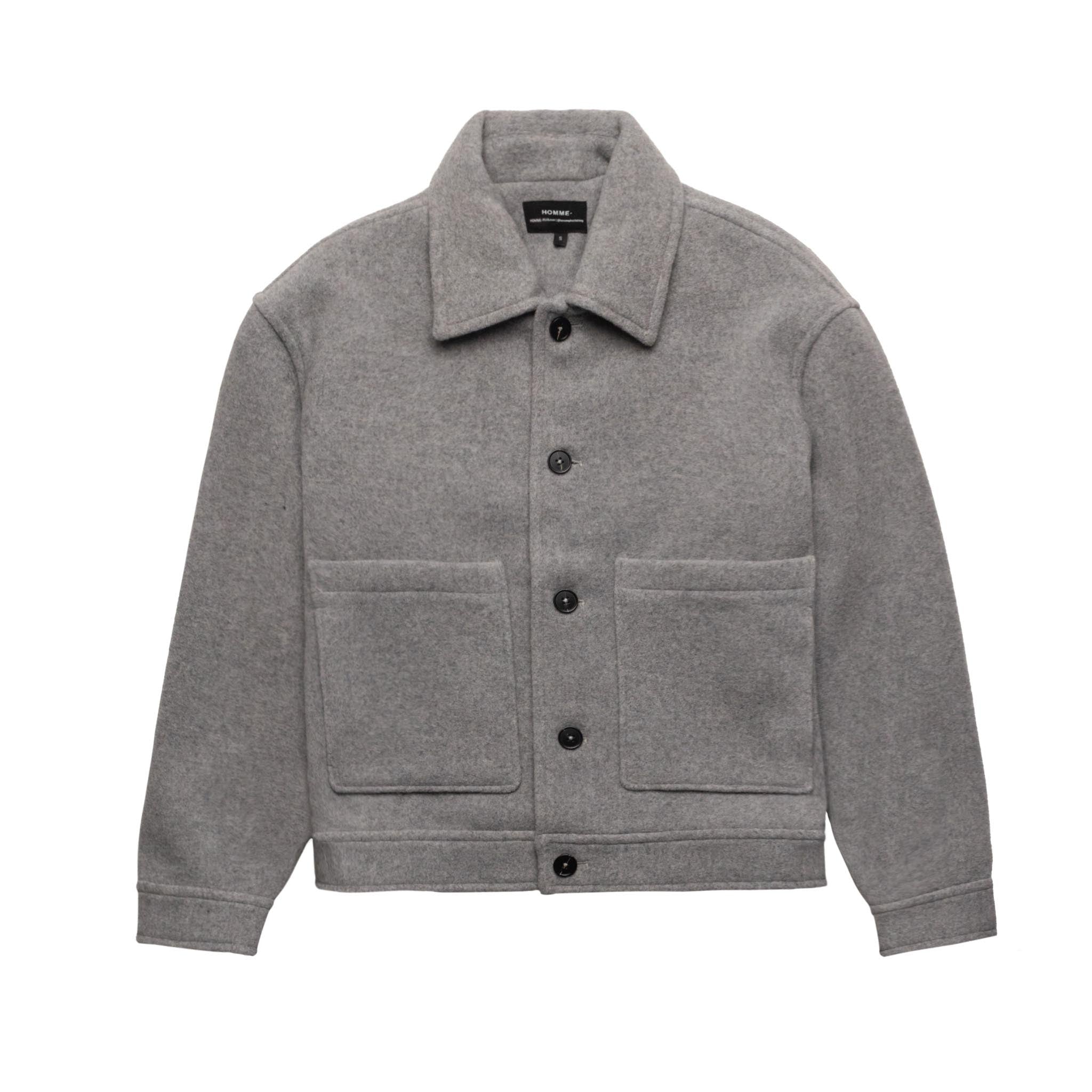 HOMME+ Cropped Wool Jacket Grey