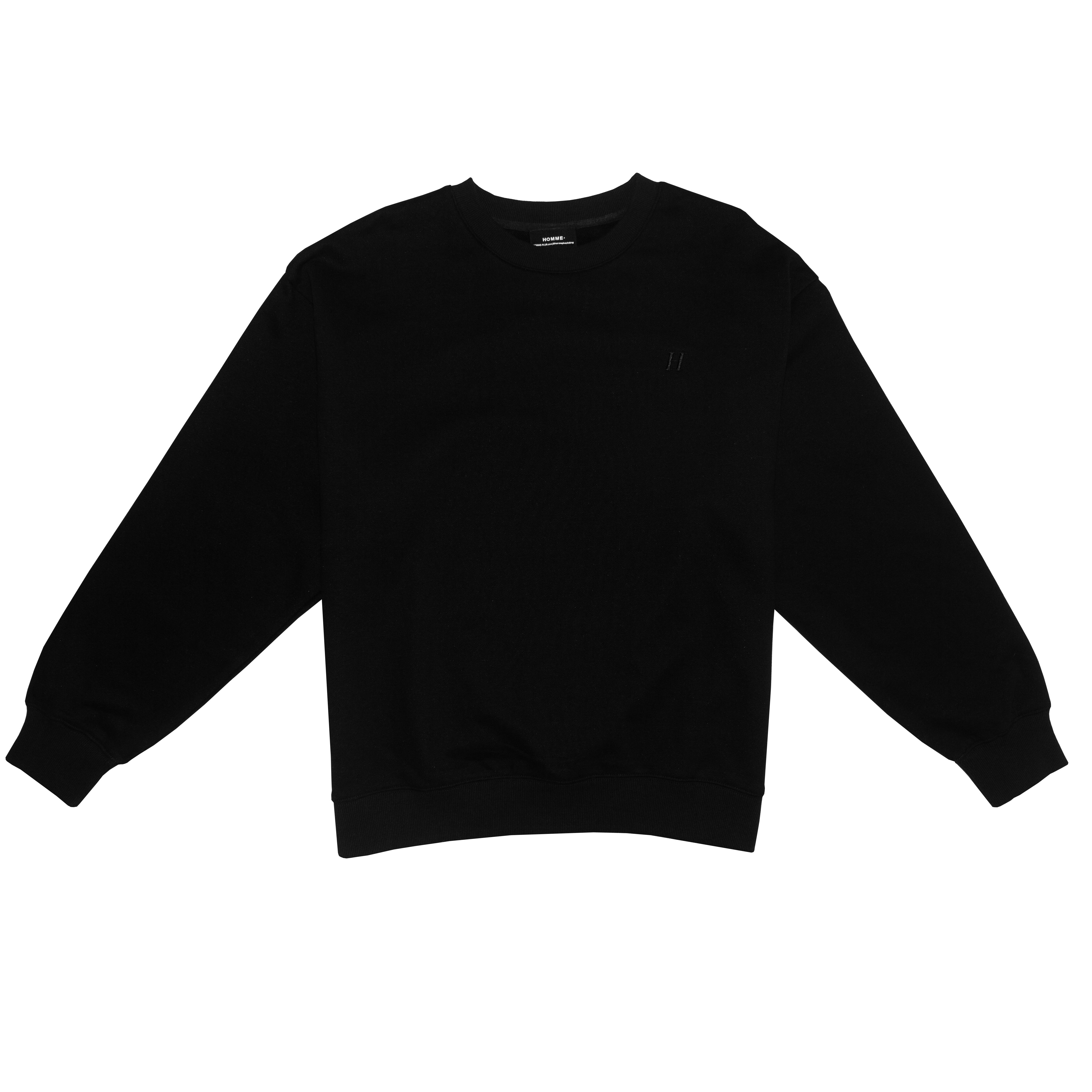 HOMME+ Embroidered "H' Crewneck Black