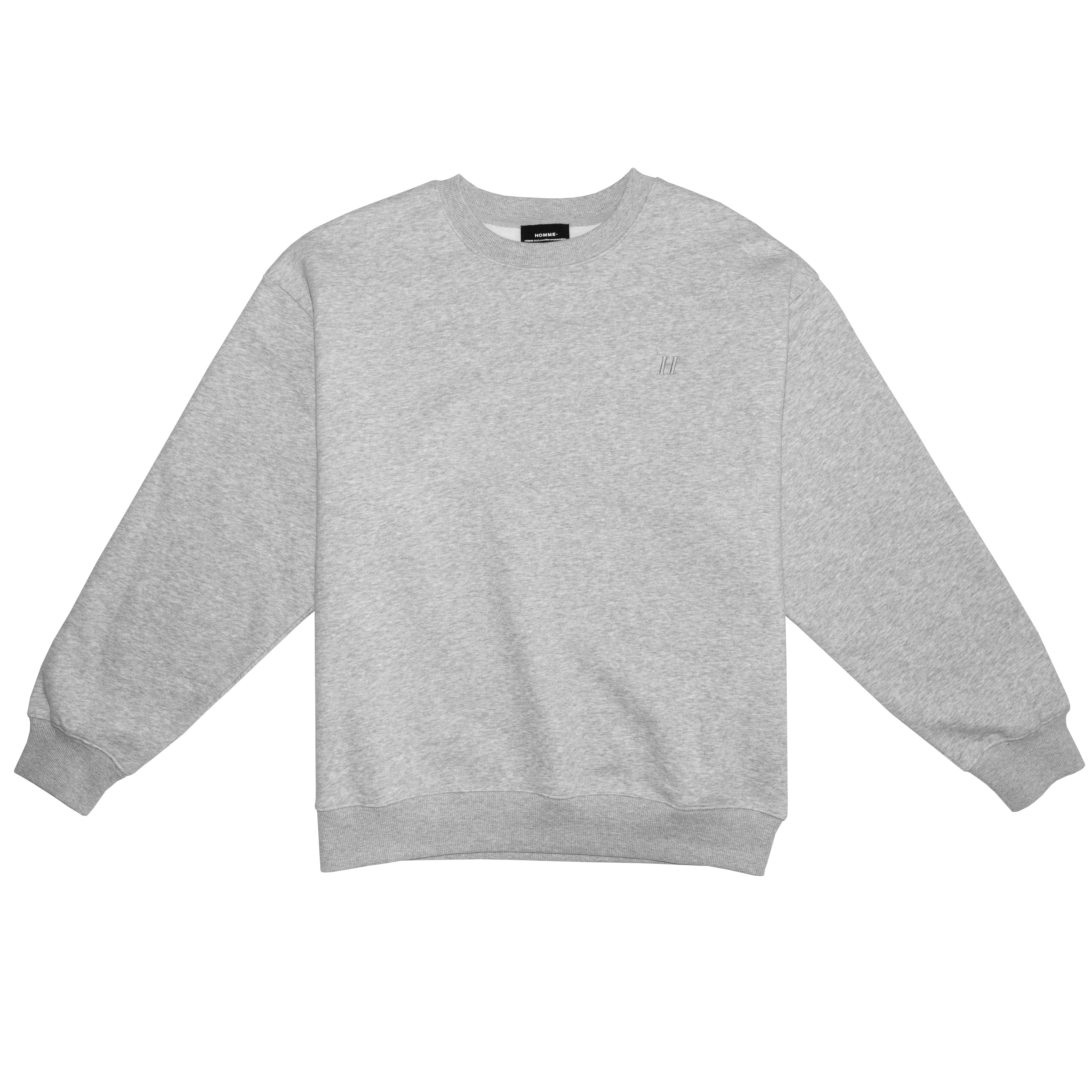 HOMME+ Embroidered "H' Crewneck Heather Grey