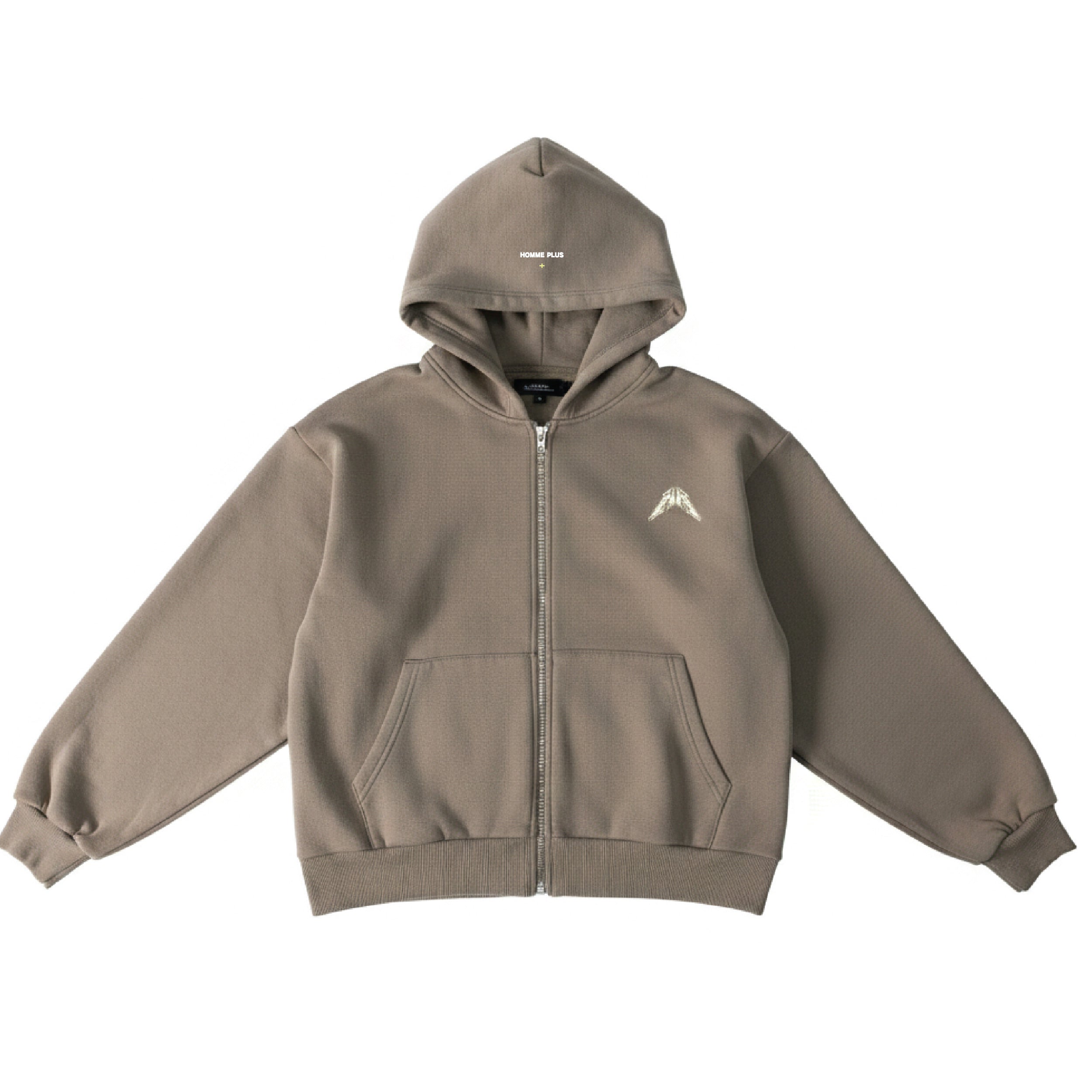 HOMME+ Metal Band Hoodie Washed Khaki