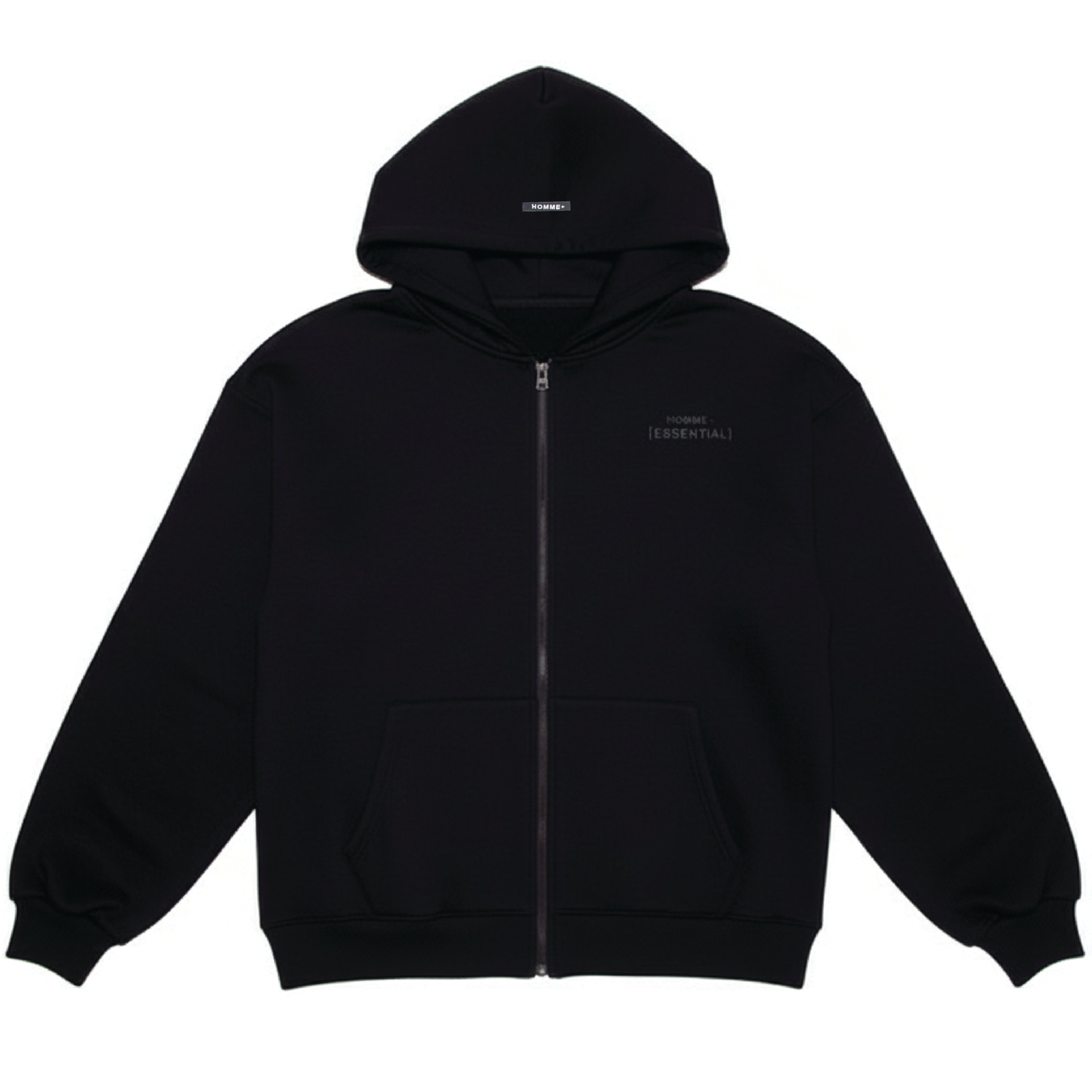 HOMME+ Essential Zip-Up Hoodie Black/Black