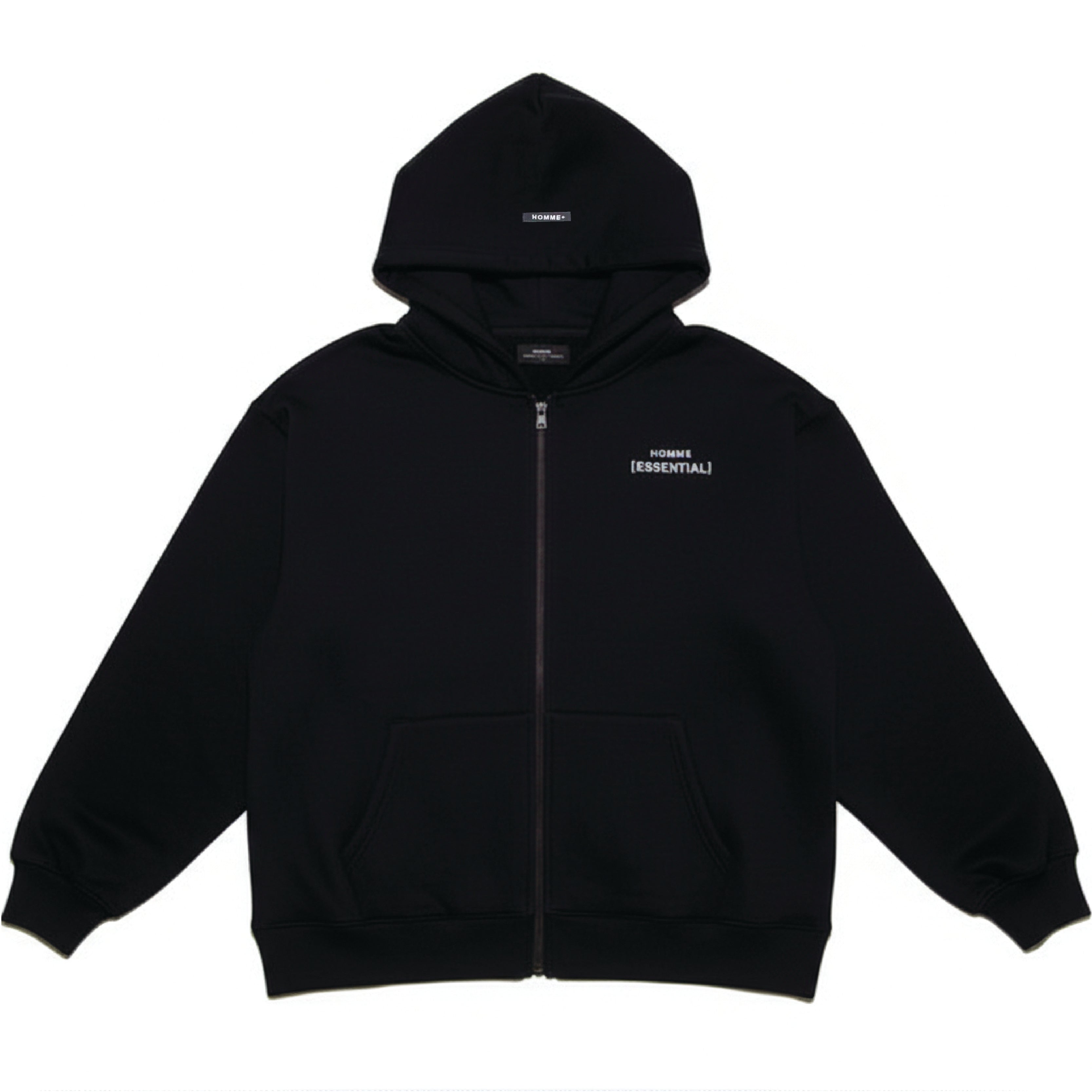 HOMME+ Essential Zip-Up Hoodie Black/White