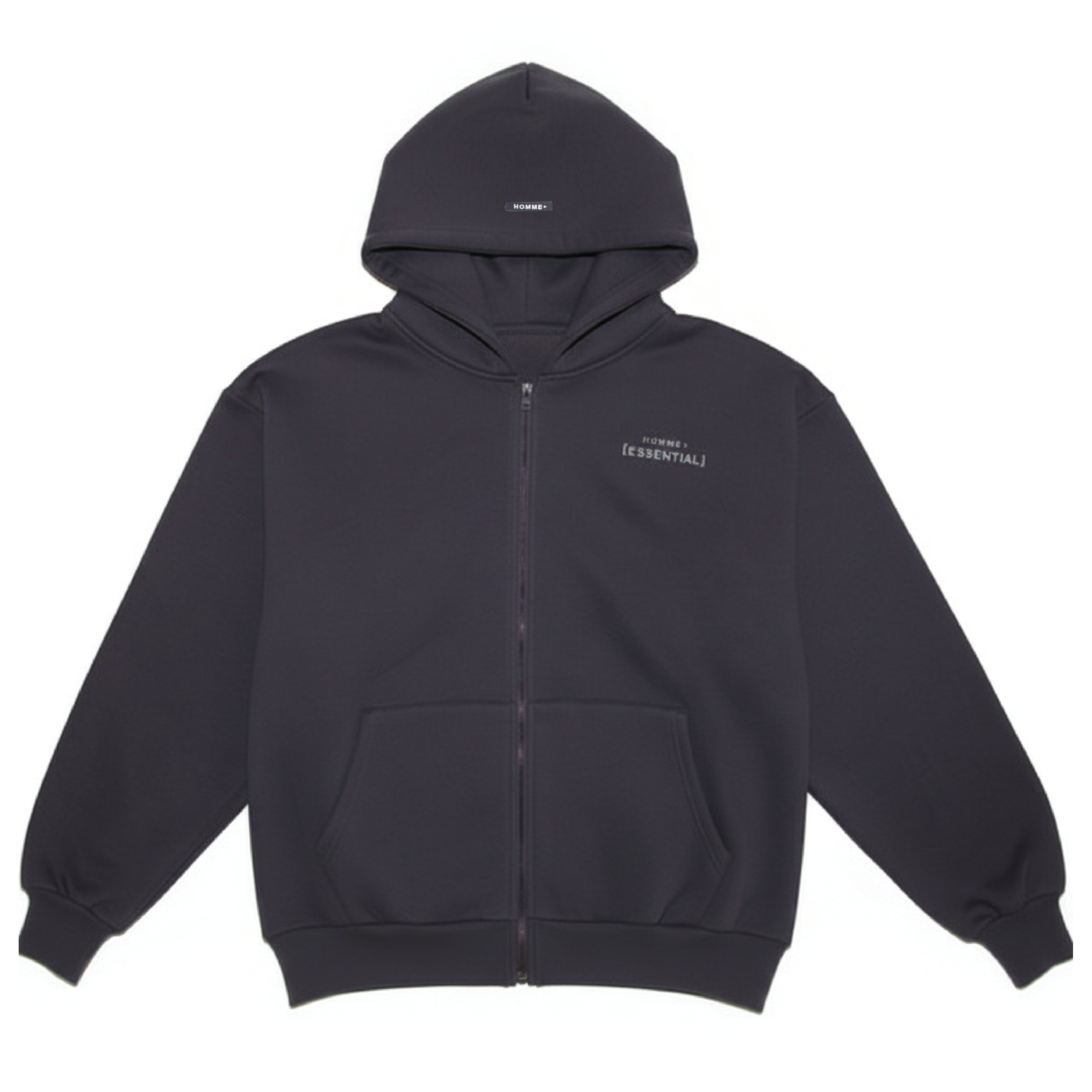 HOMME+ Essential Zip-Up Hoodie Charcoal