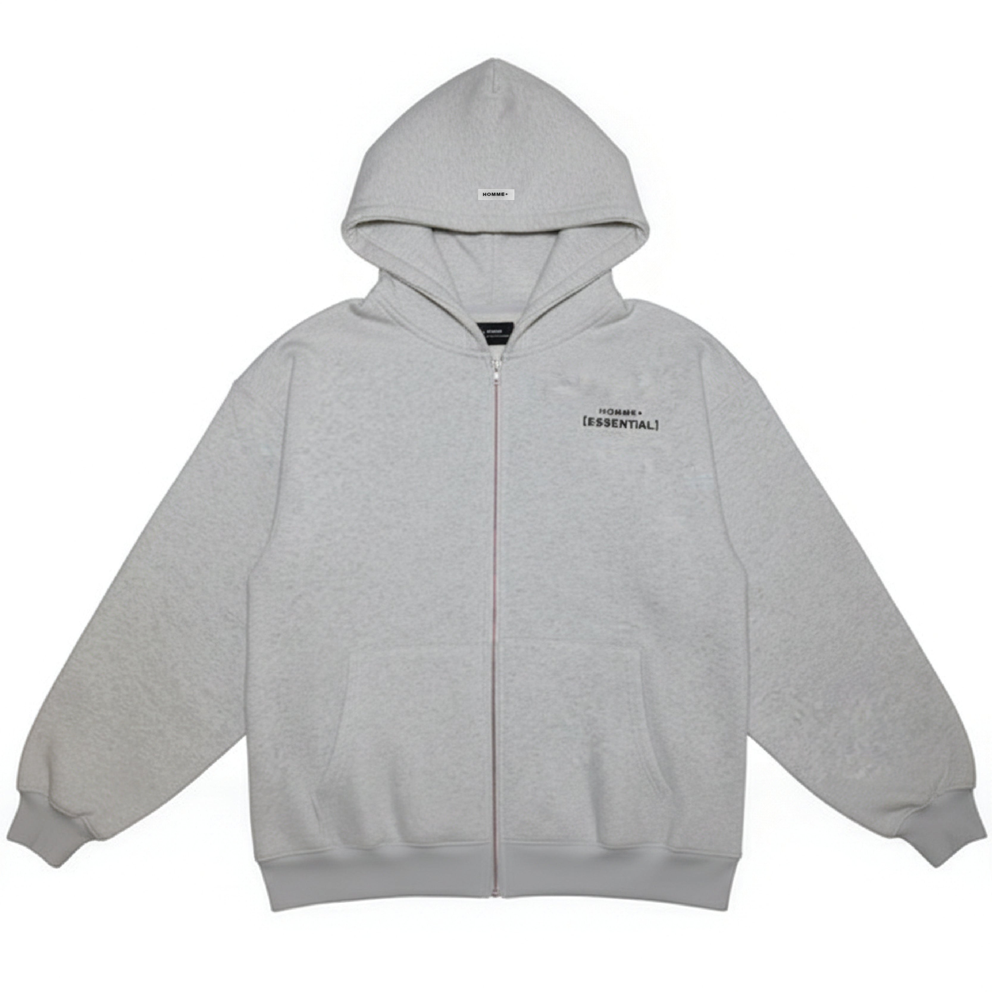HOMME+ Essential Zip-Up Hoodie Heather Grey
