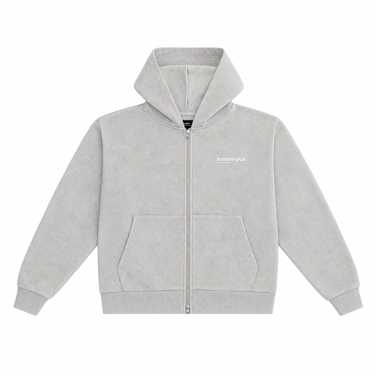 HOMME+ Stonewashed Boxy Zip-Up Hoodie Cloud