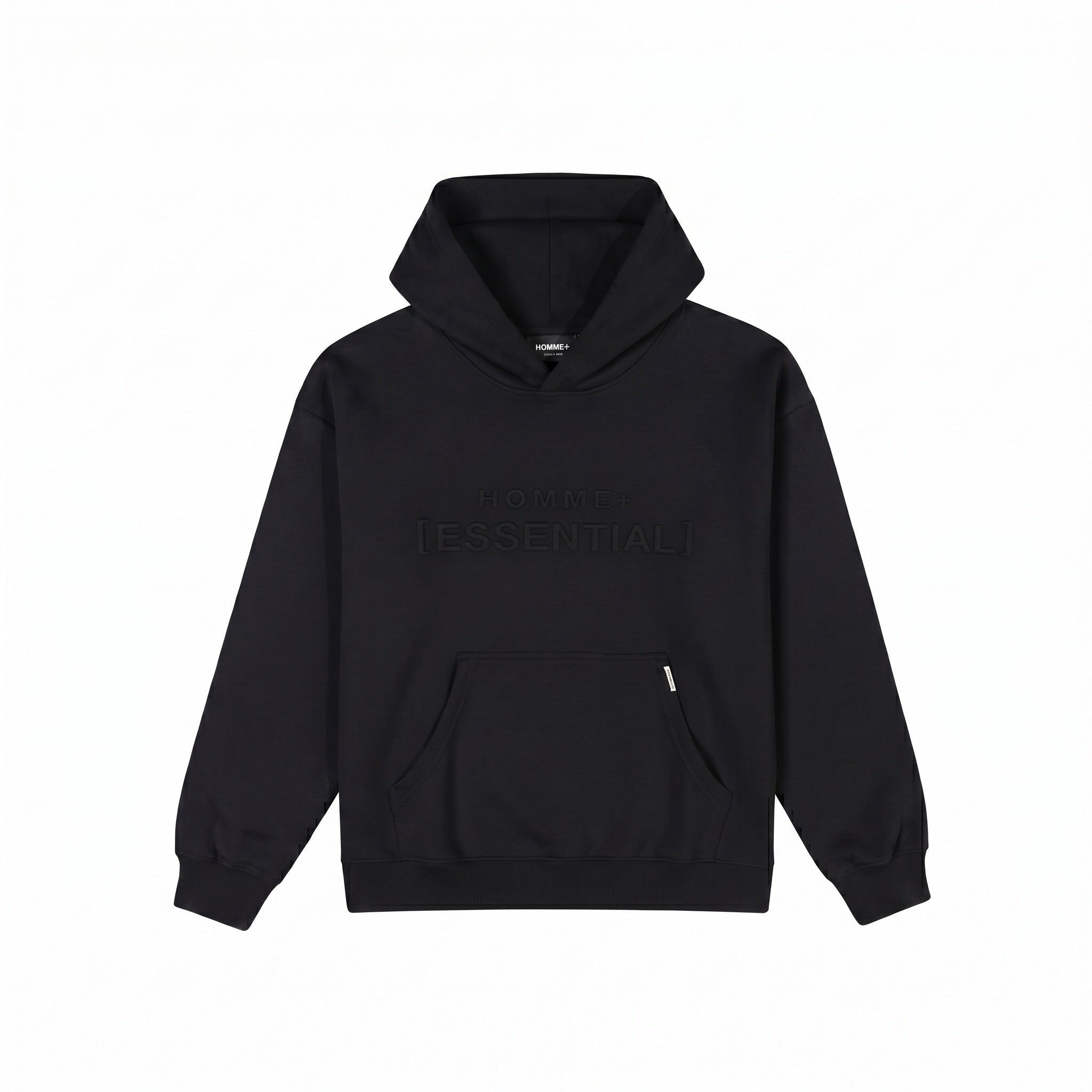 HOMME+ Raised Print Essential Hoodie Black