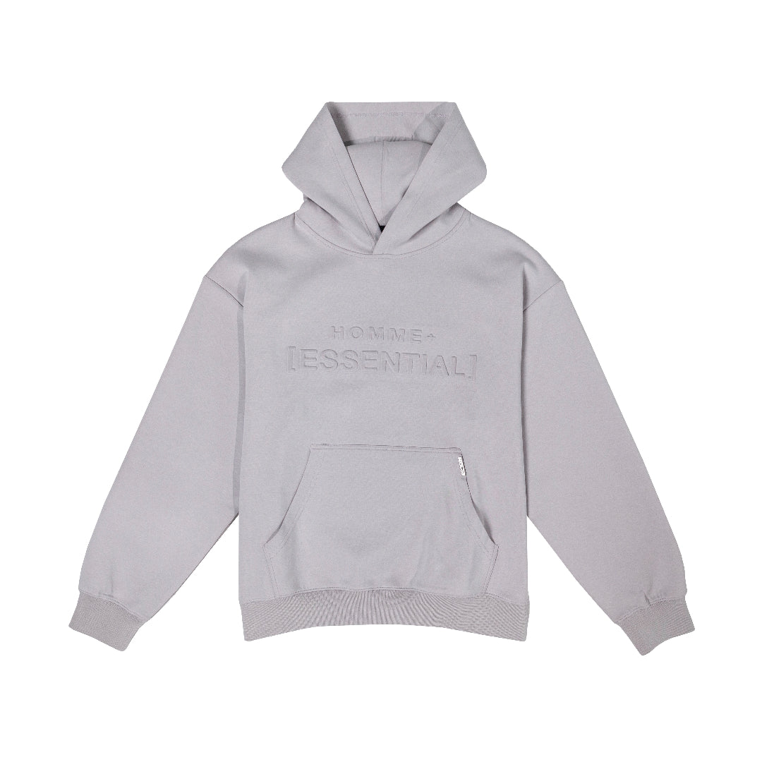 HOMME+ Raised Print Essential Hoodie Fog