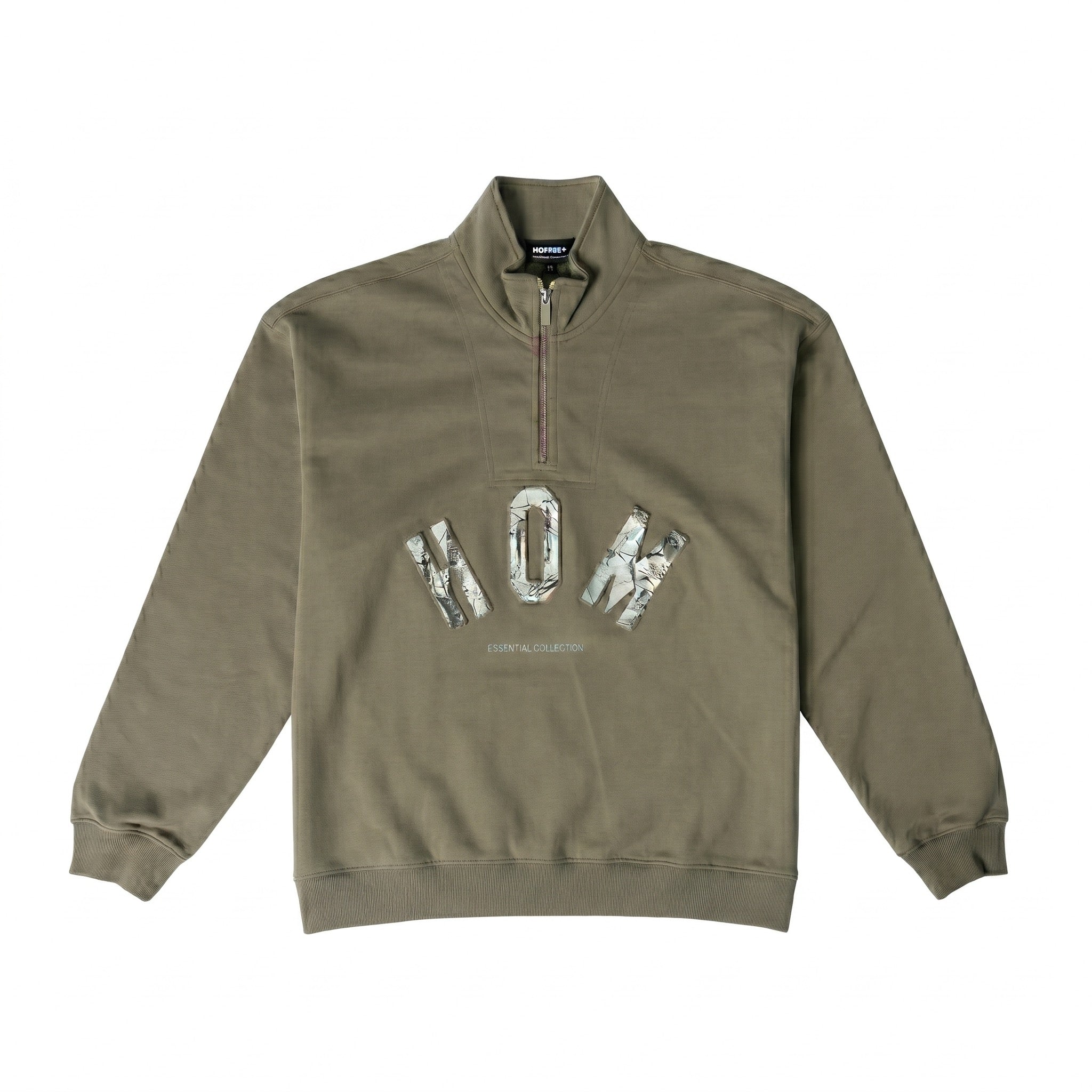 HOMME+ Raised Camo Print 1/4 Zip Terrain