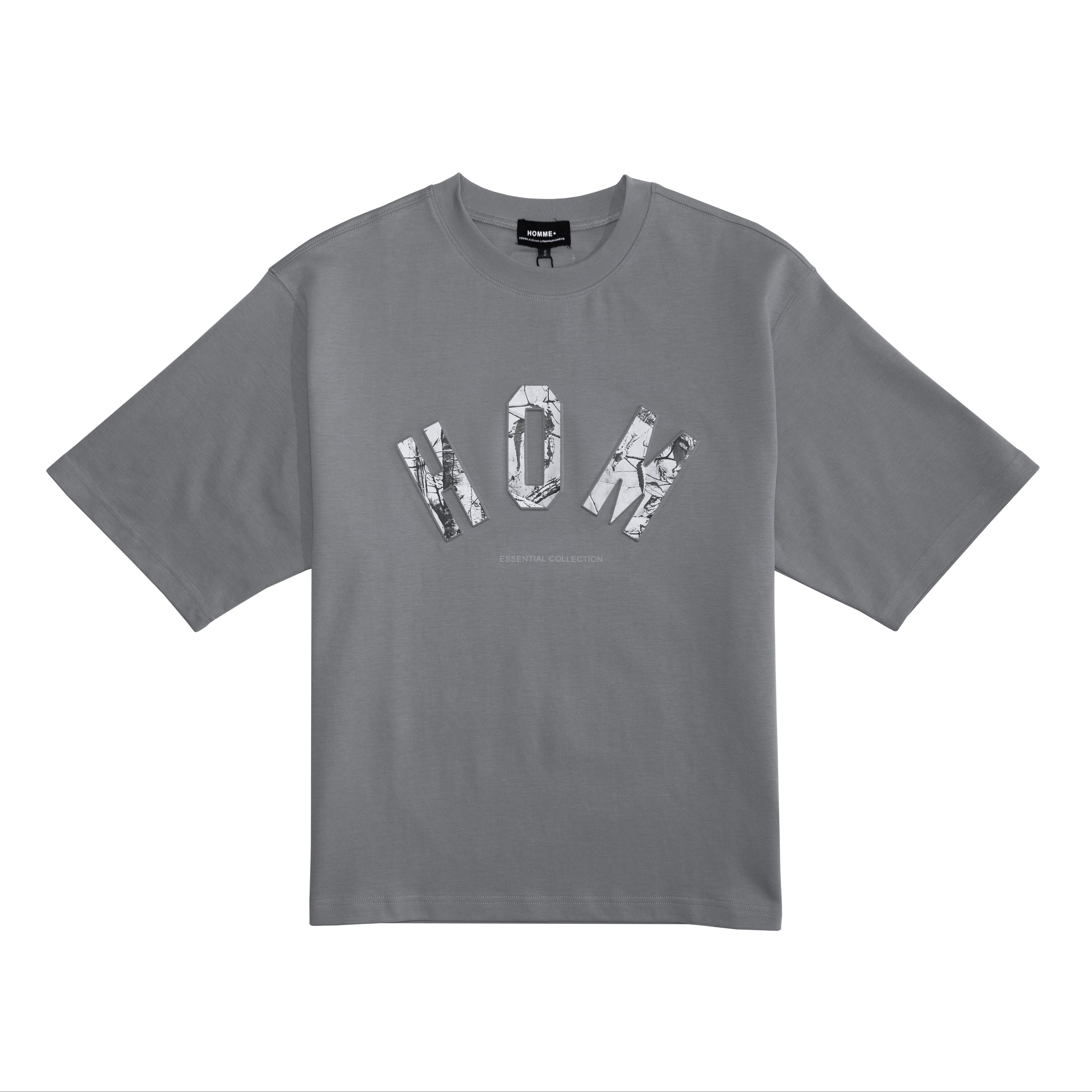 HOMME+ Raised Camo Print Tee Ash