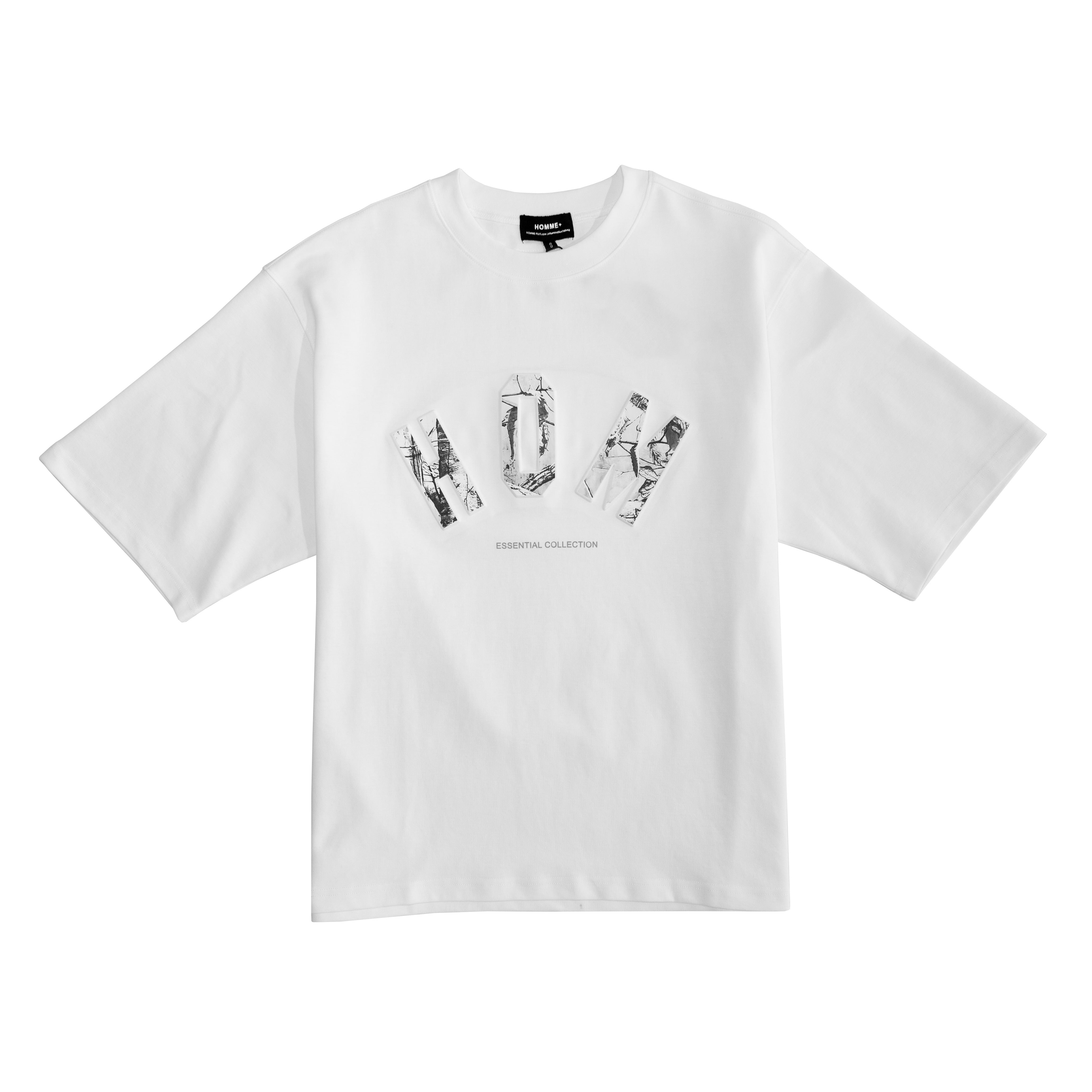 HOMME+ Raised Camo Print Tee Off White