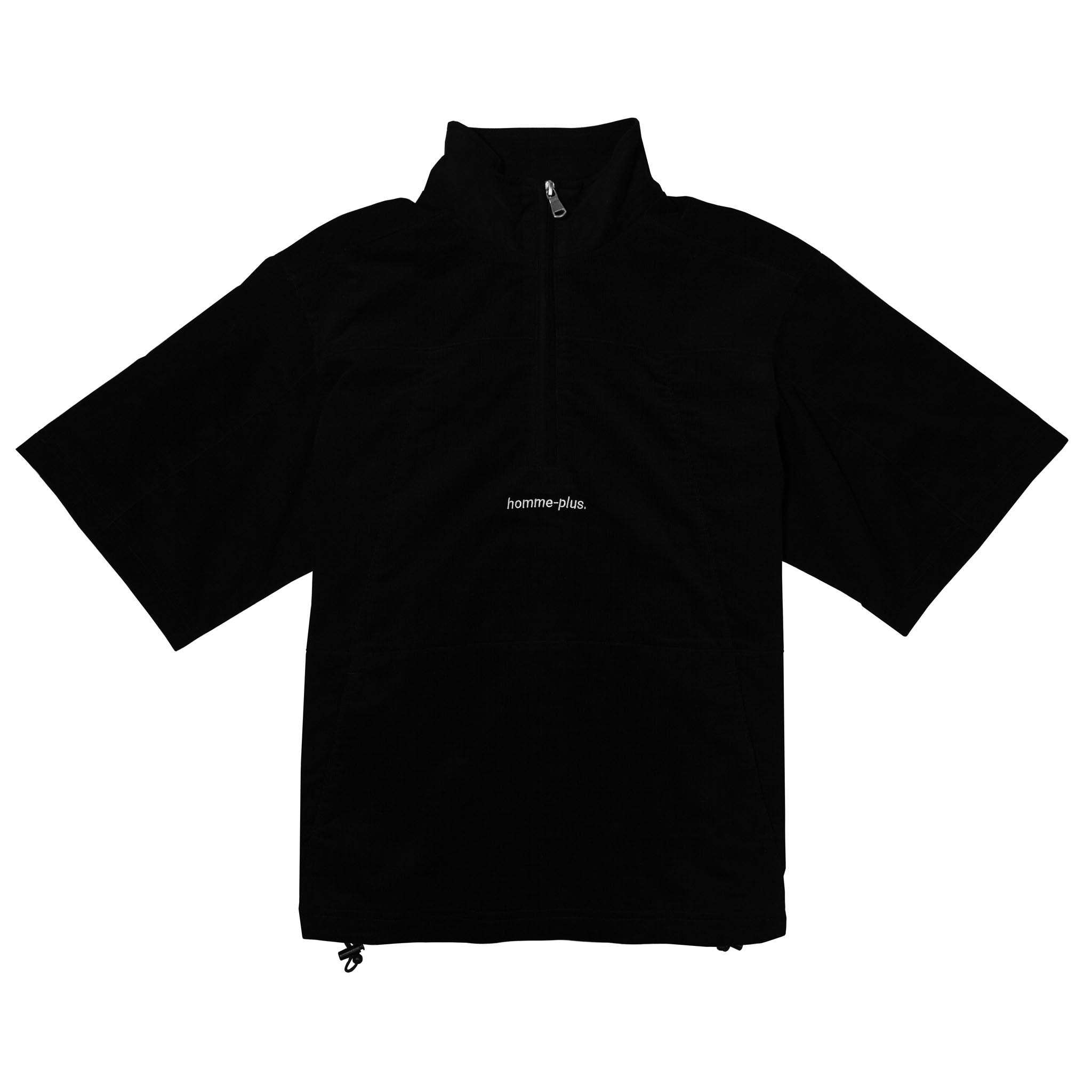HOMME+ Corduroy 1/2 Zip Short Sleeve Shirt Black