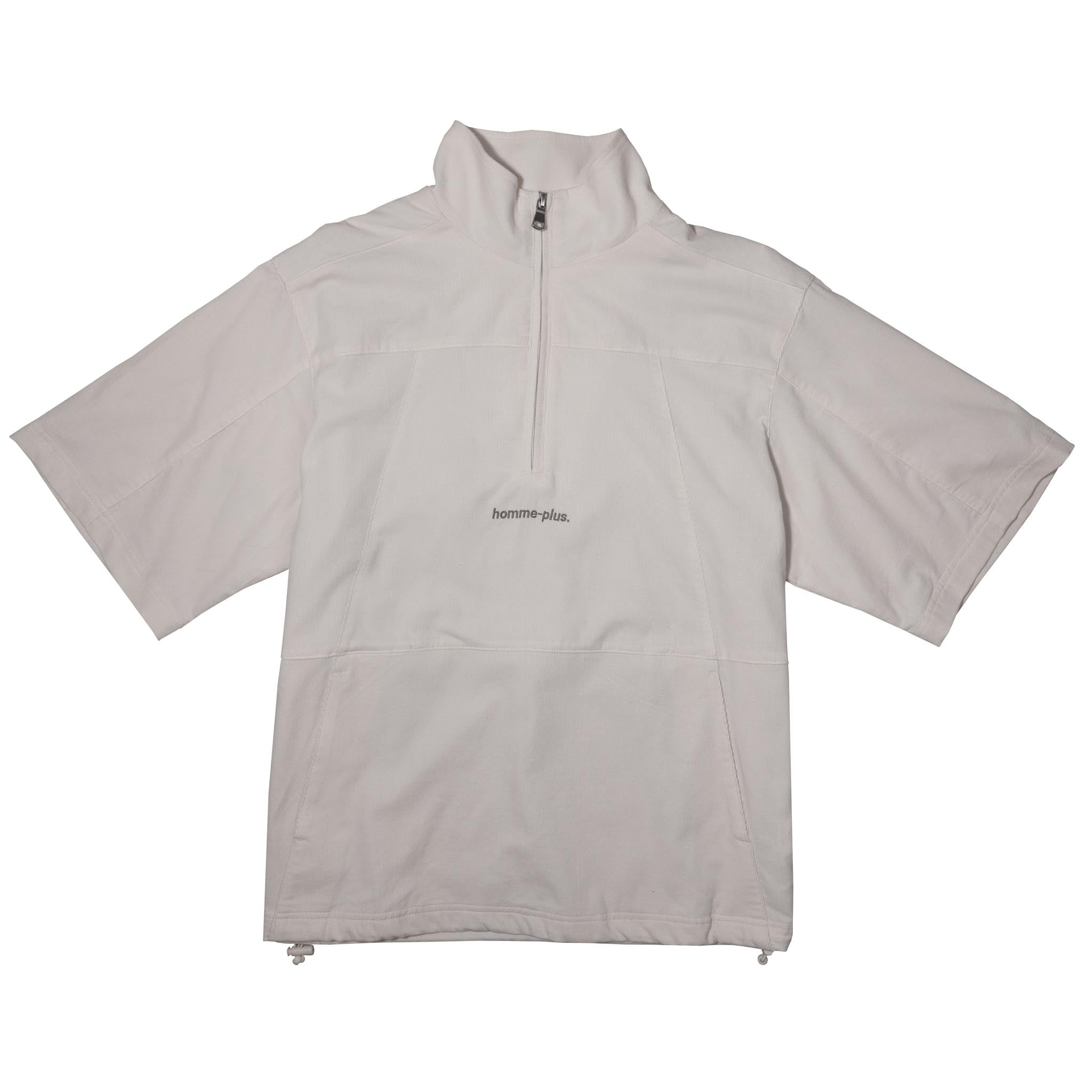 HOMME+ Corduroy 1/2 Zip Short Sleeve Shirt Cream