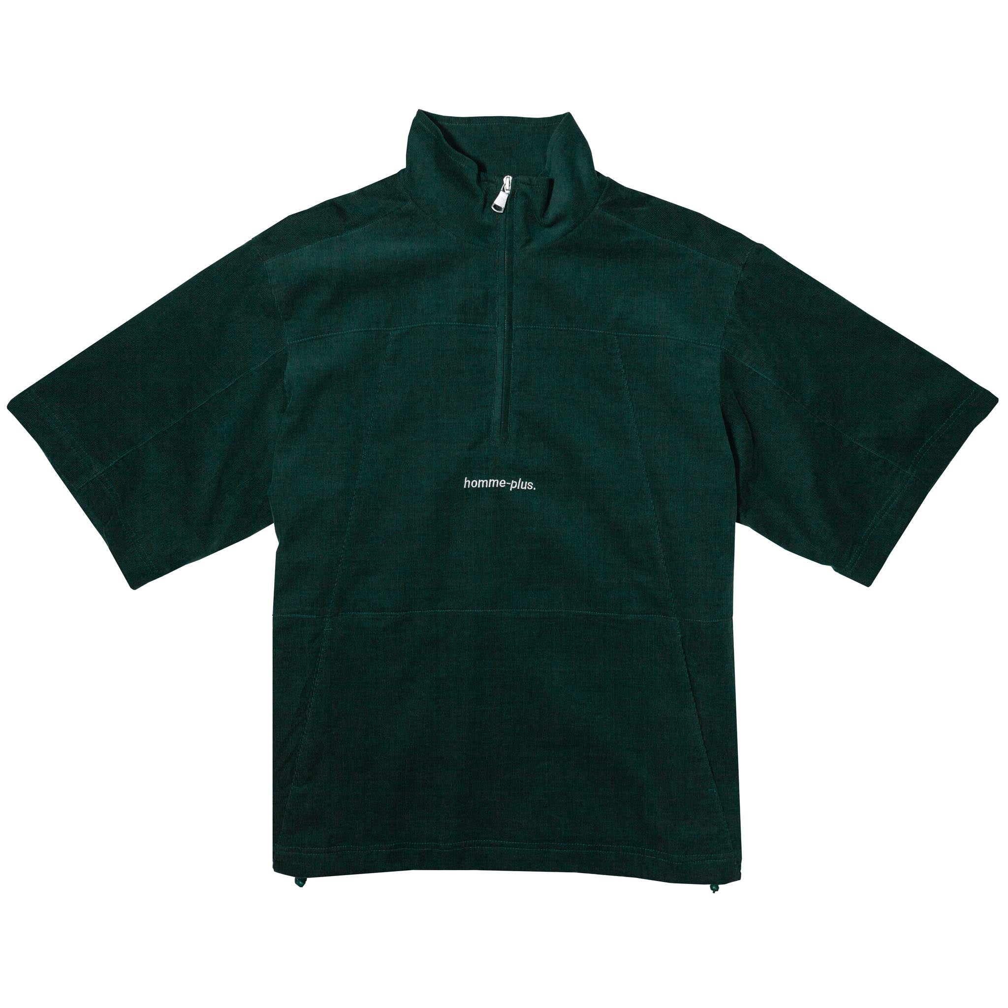 HOMME+ Corduroy 1/2 Zip Short Sleeve Shirt Pine