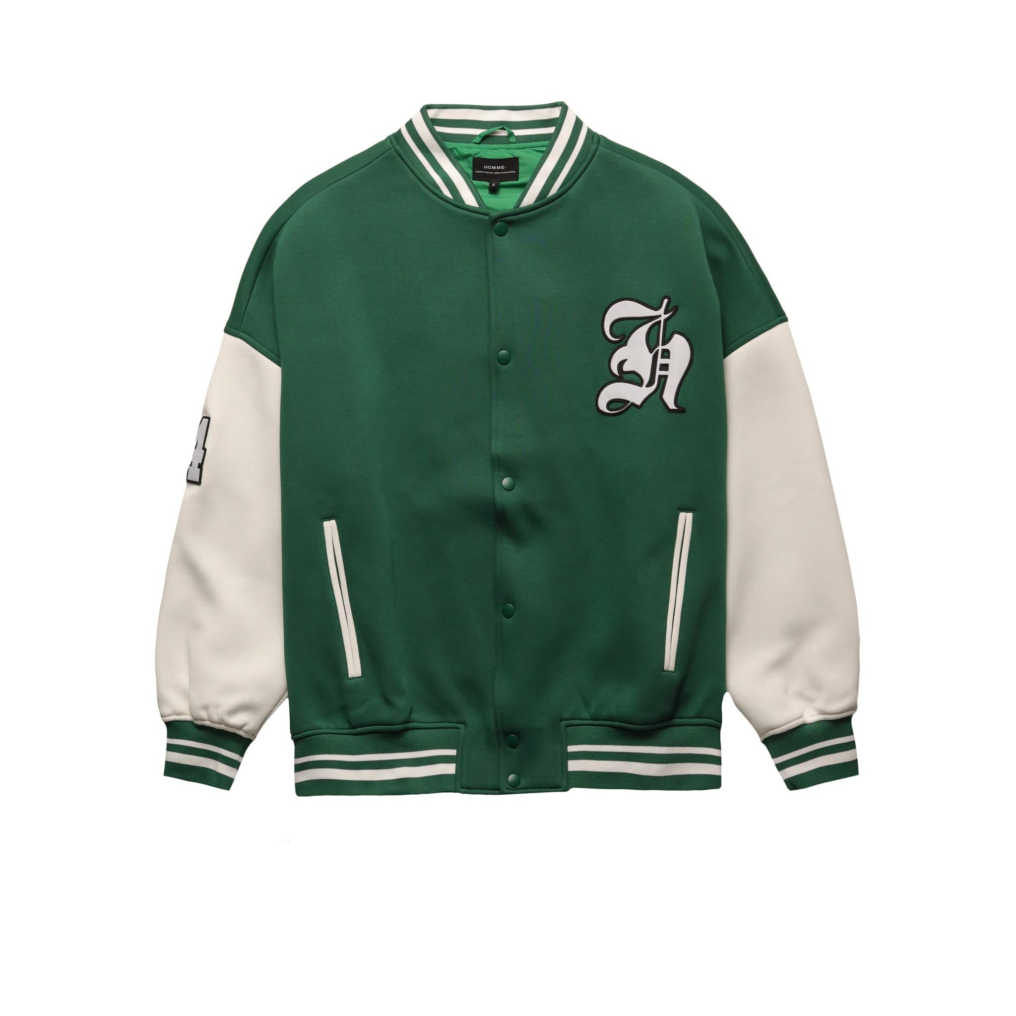 Knit Varsity Jacket Green