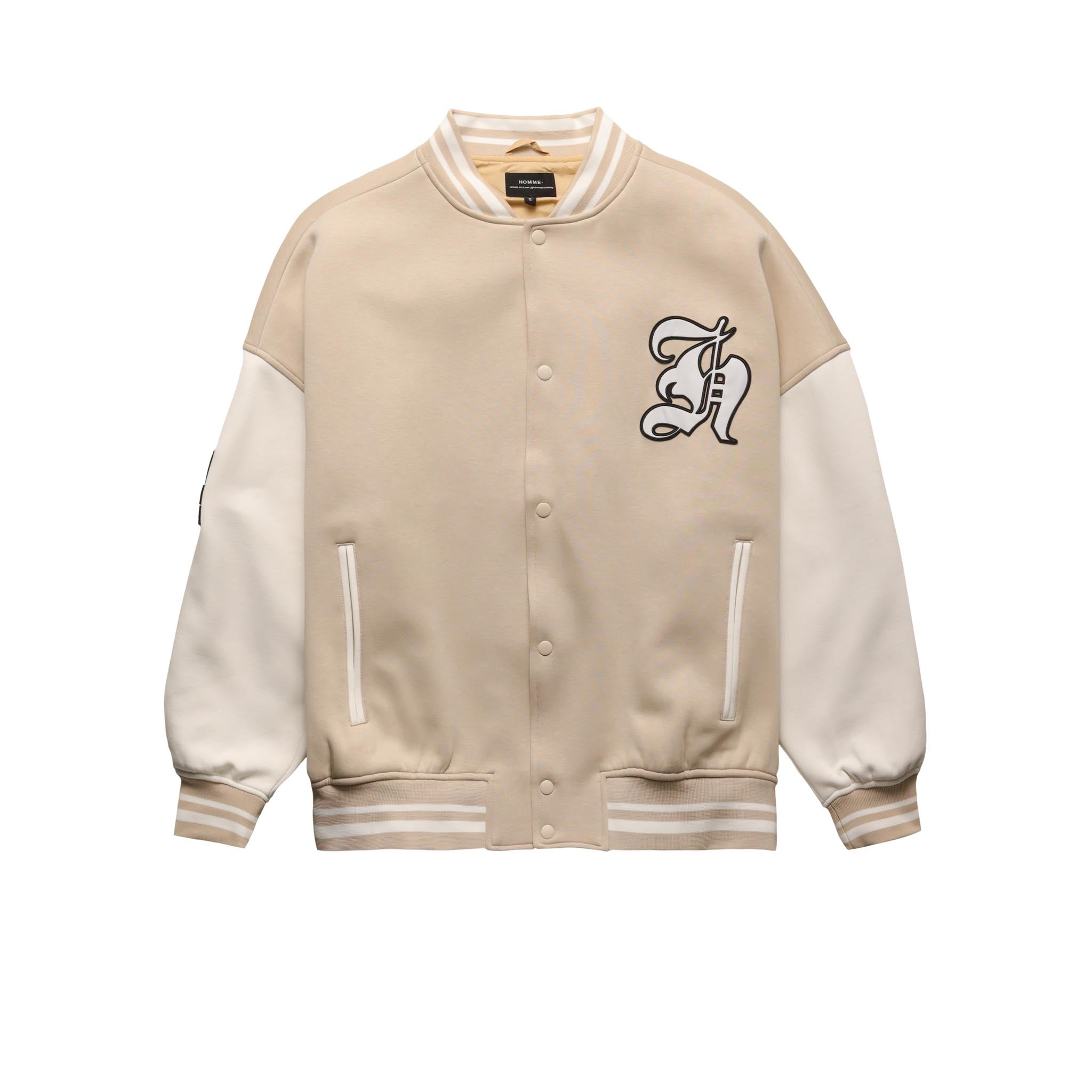 Knit Varsity Jacket Light Beige