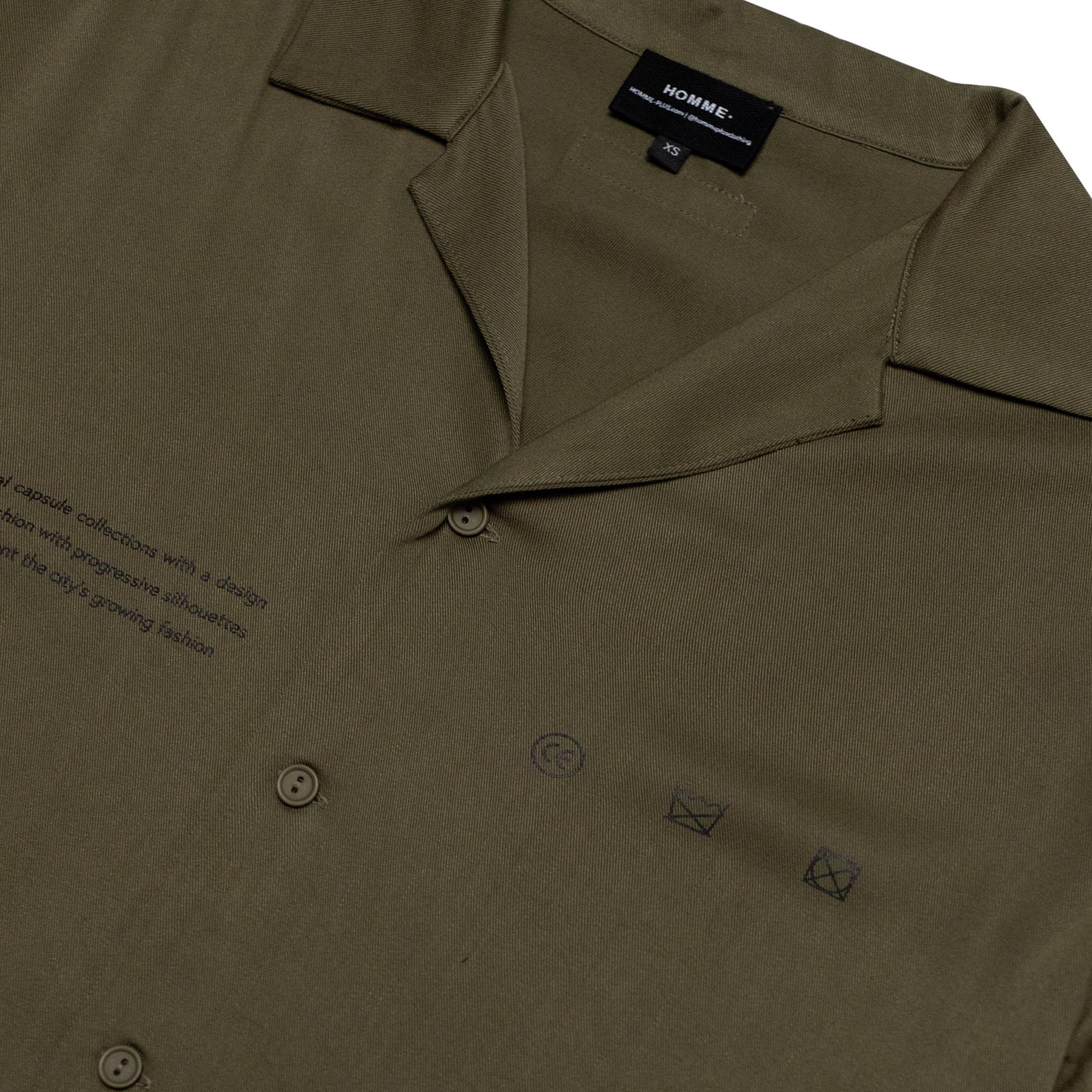 HOMME+ Loose Fitting Camp Shirt Army