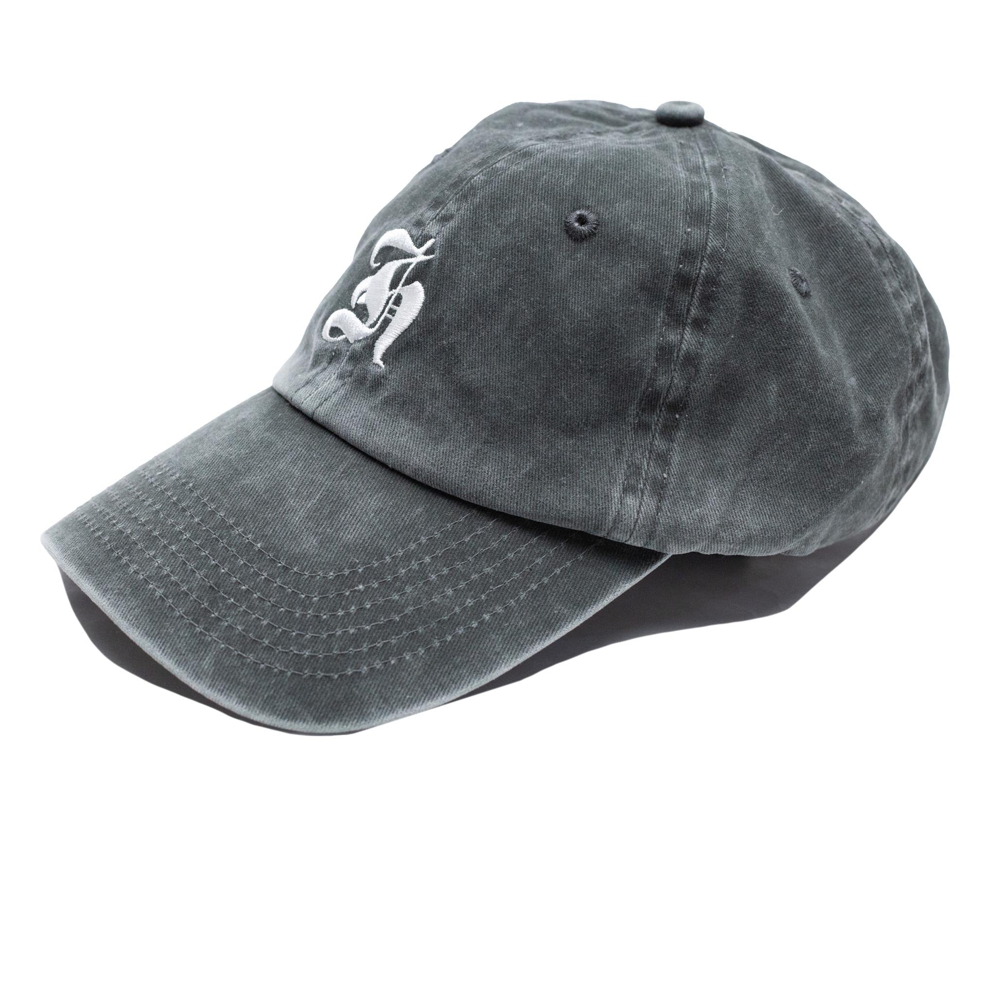 HOMME+ Old English Acid Wash Cap Charcoal