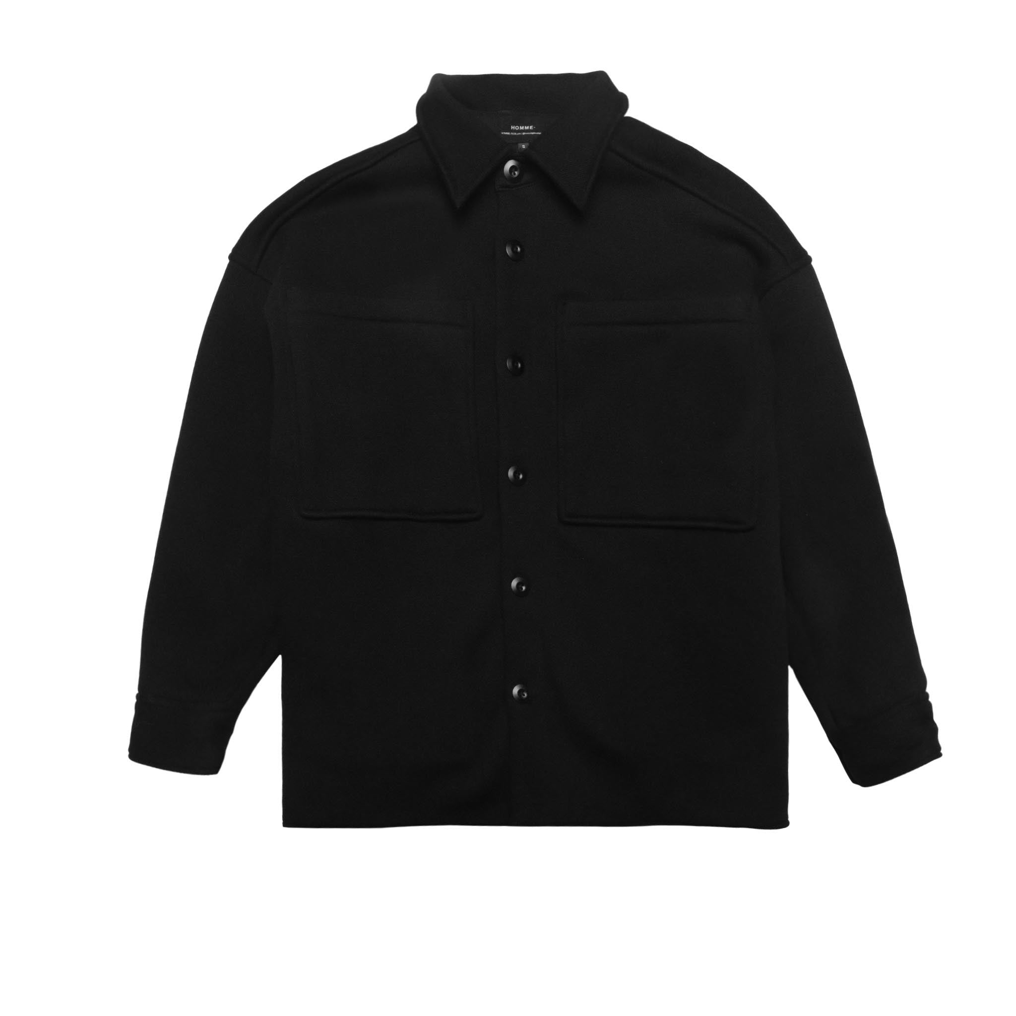 HOMME+ Oversized Fleece Shirt Jacket Black