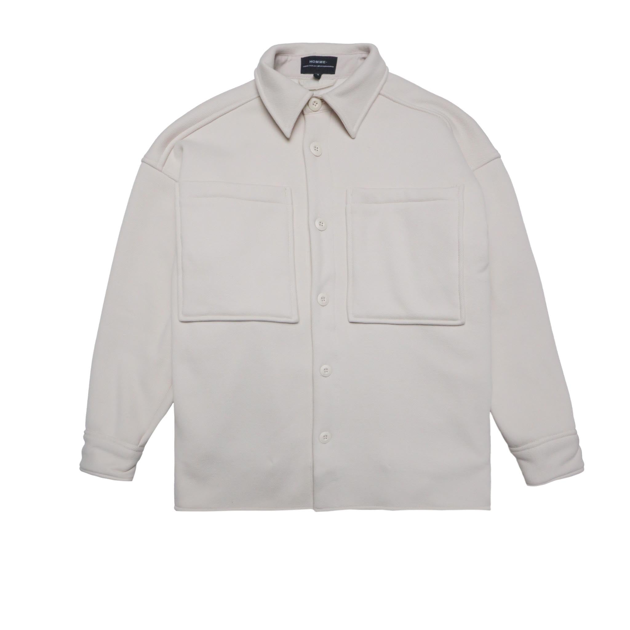HOMME+ Oversized Fleece Shirt Jacket Sand