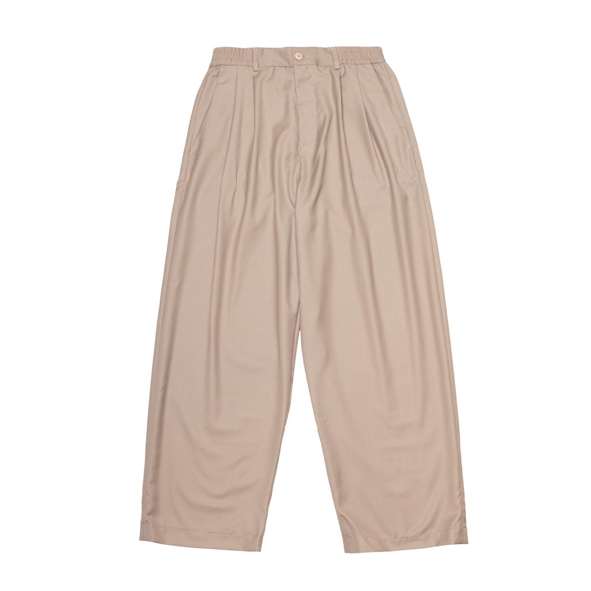 HOMME+ Pleated Loose Trouser Beige