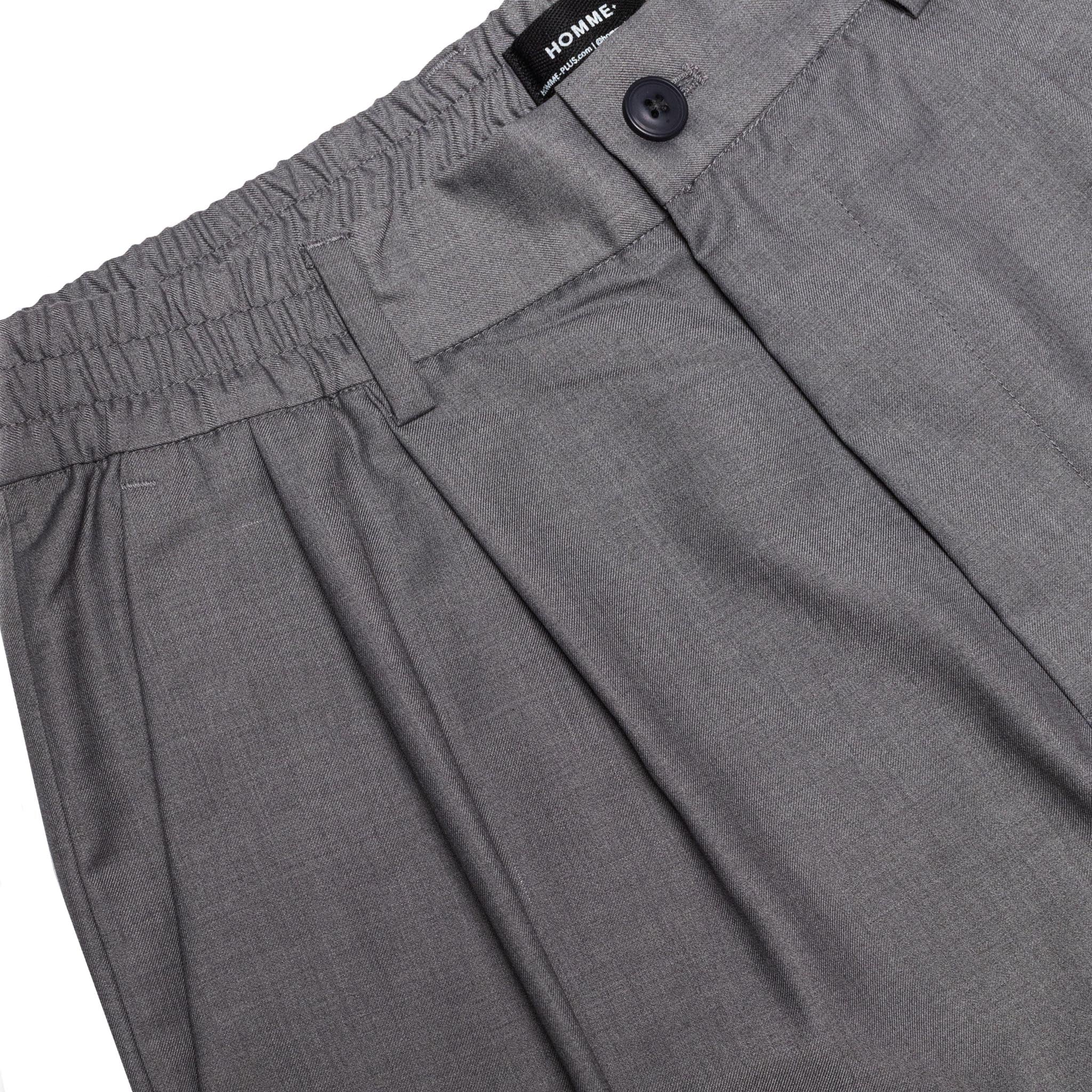 HOMME+ Pleated Loose Trouser Grey