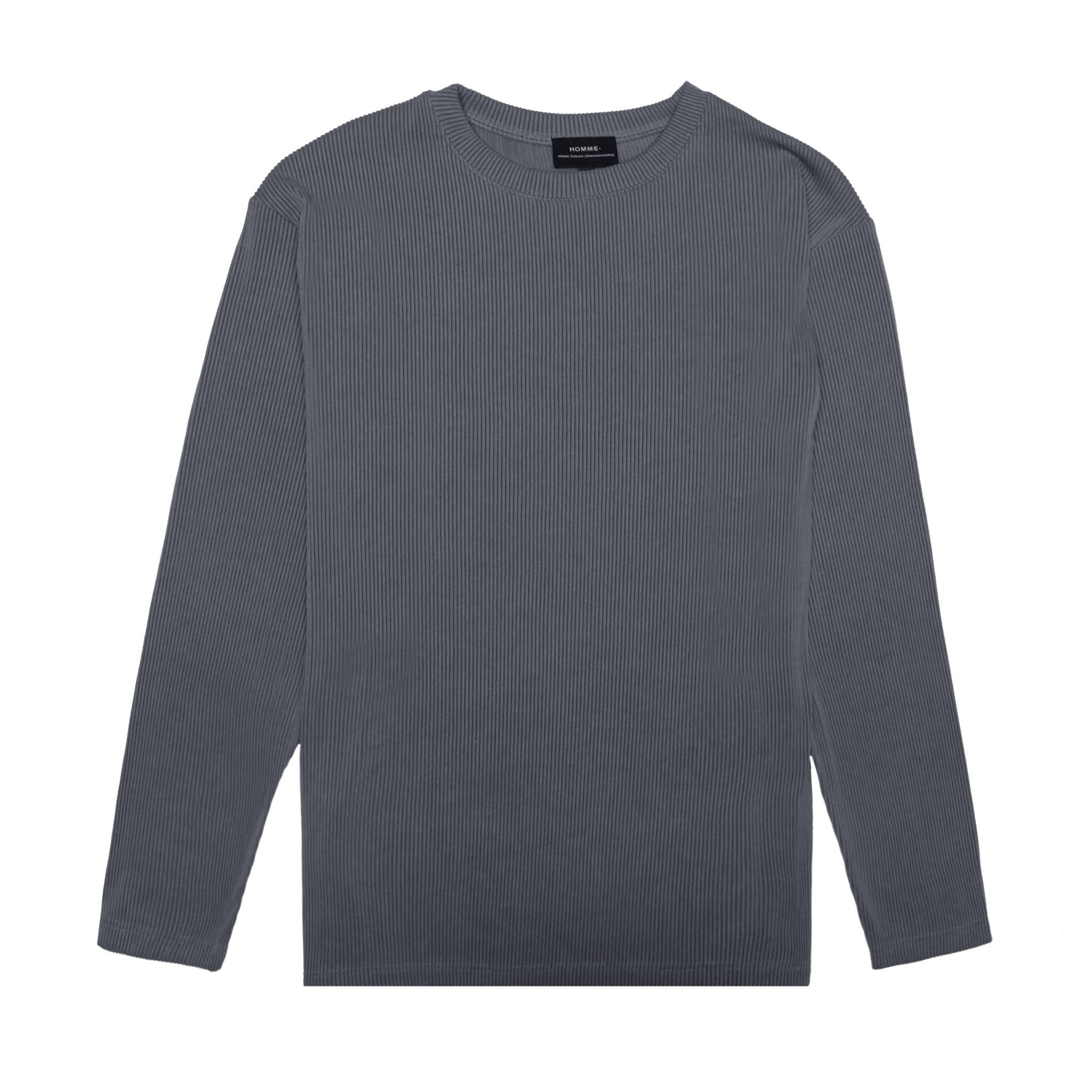 HOMME+ Pleating L/S Tee Charcoal
