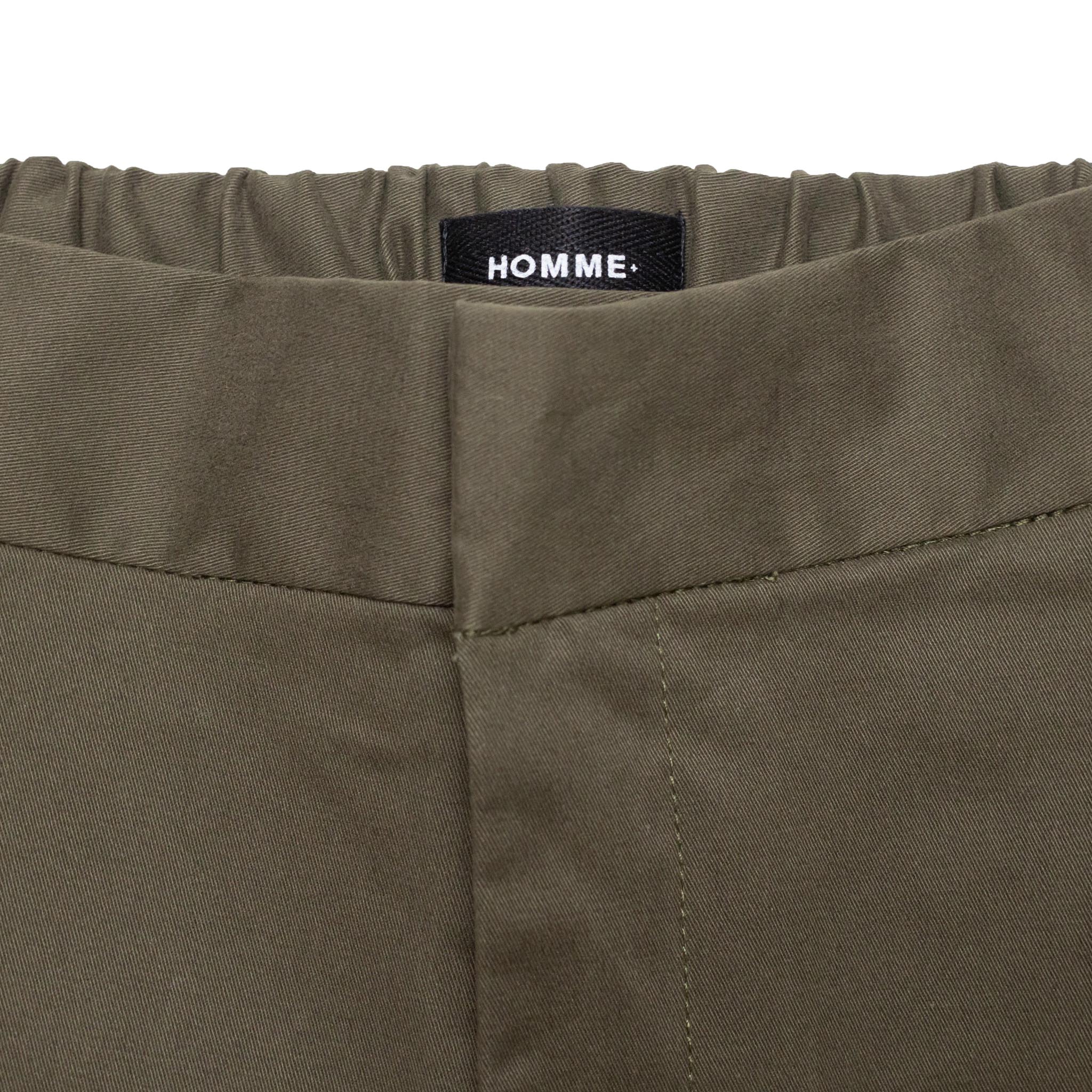 HOMME+ Stretch Cotton Twill Trouser Army