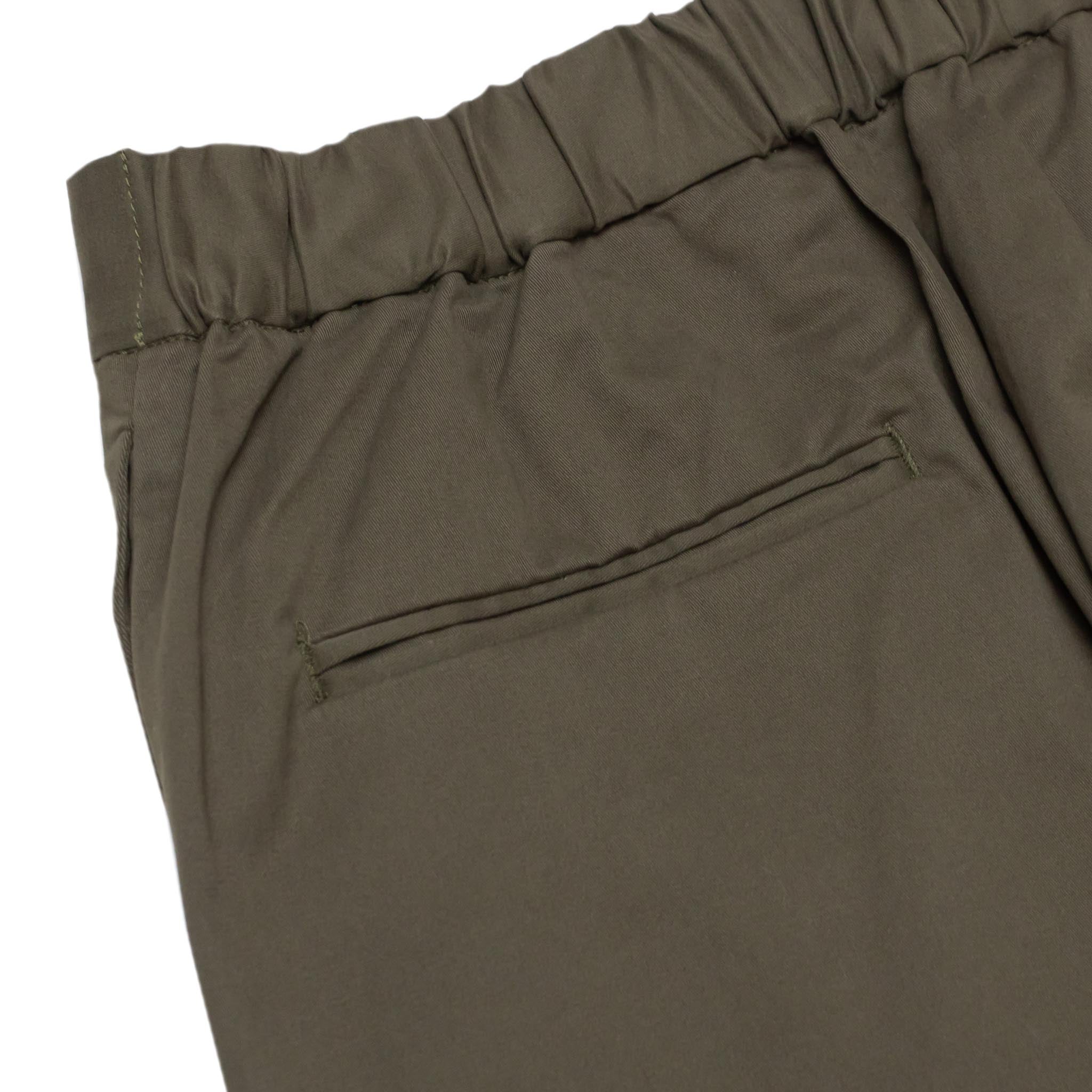 HOMME+ Stretch Cotton Twill Trouser Army