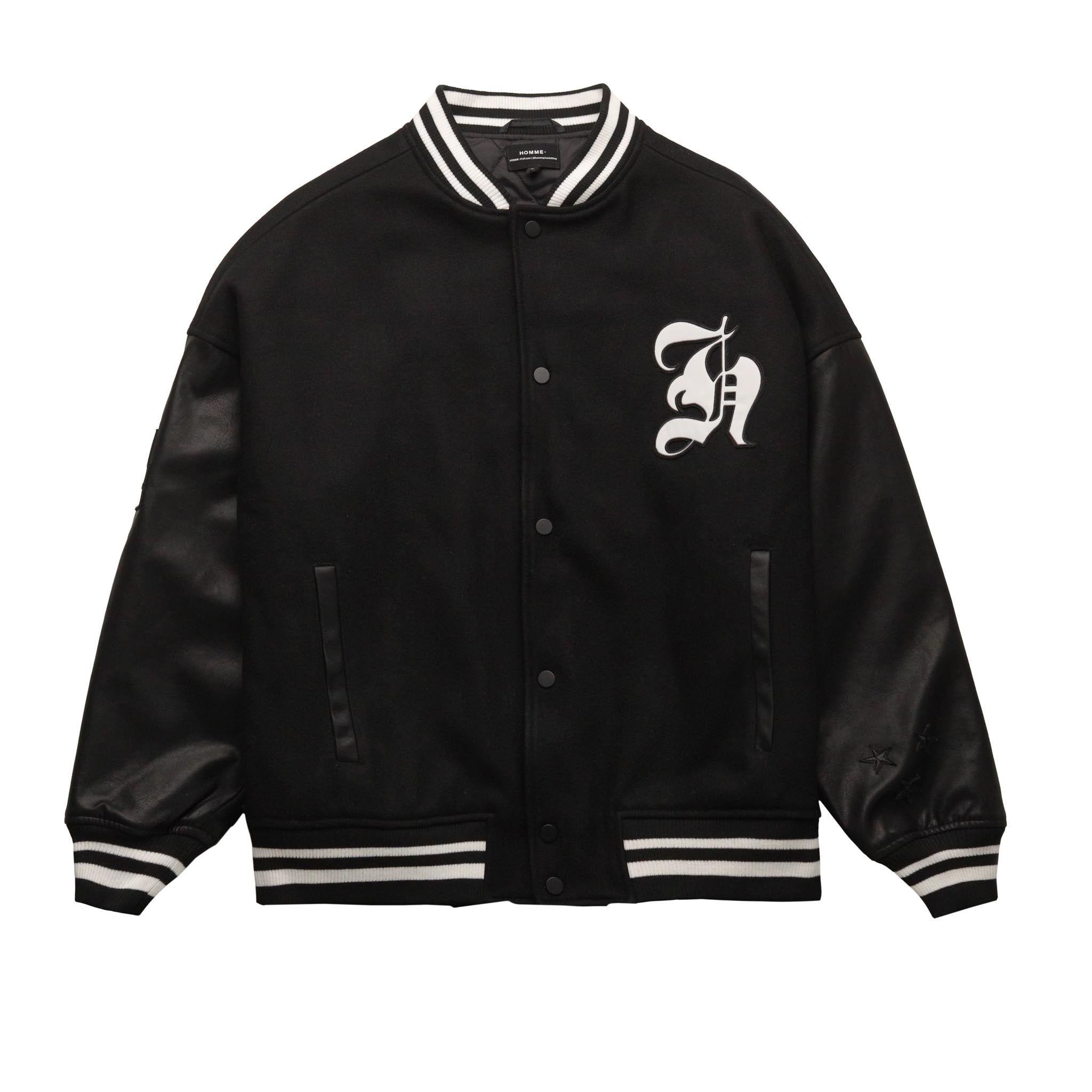 HOMME+ Wool Varsity Jacket Black/Black