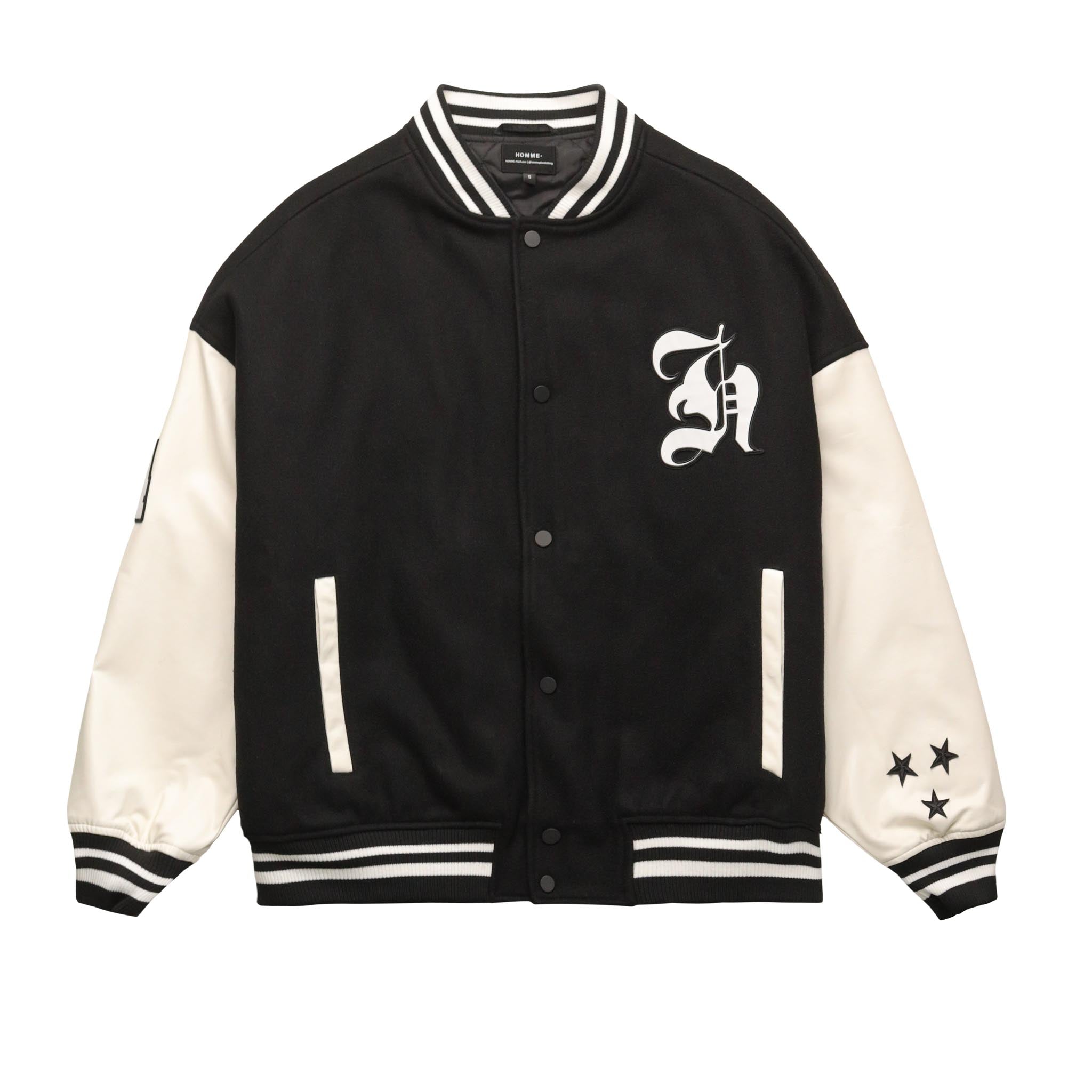 HOMME+ Wool Varsity Jacket Black/White & SNEAKERBOX