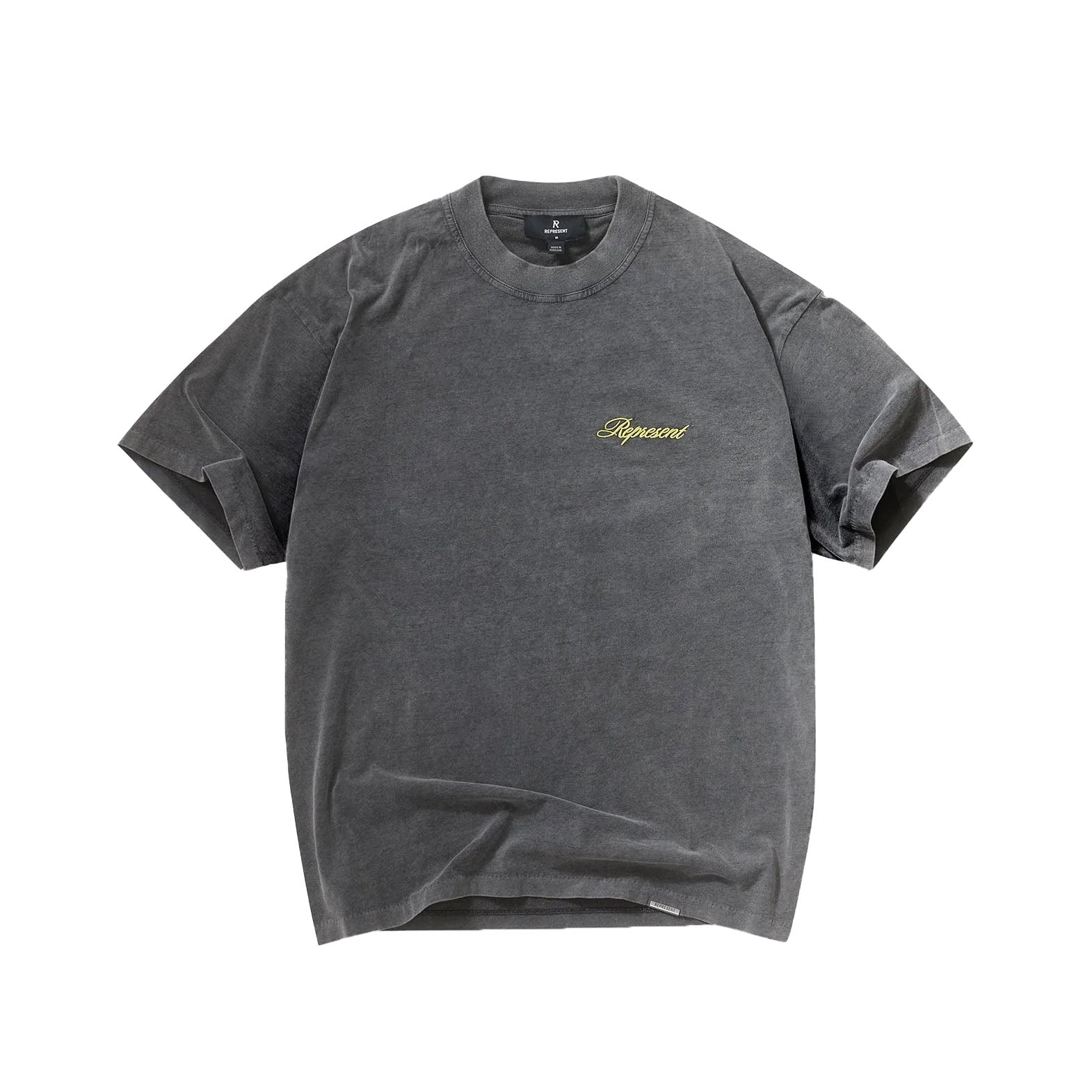 REPRESENT Script Logo T-Shirt Vintage Grey