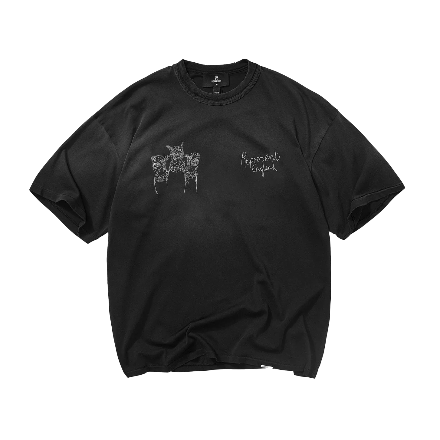 REPRESENT Hand Drawn Thoroughbred Dogs T-Shirt Aged Black