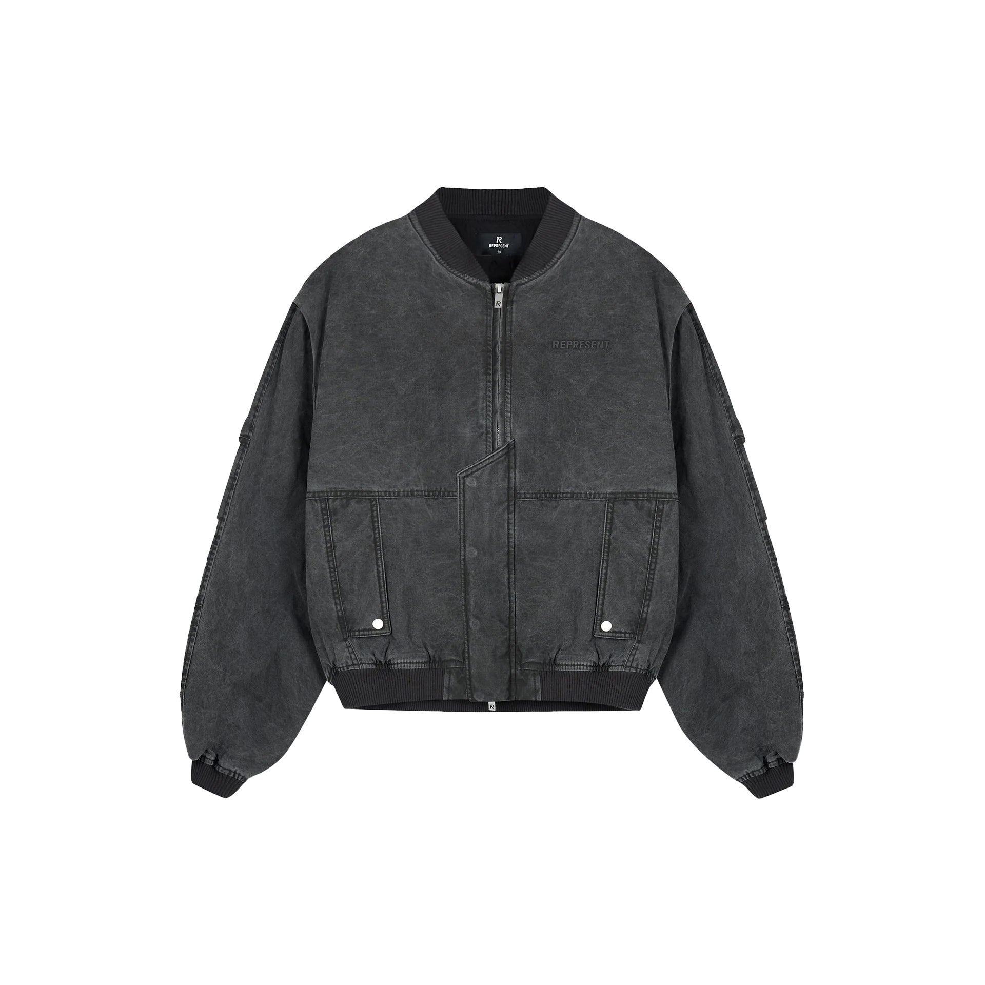 REPRESENT Inset Sleeve Bomber Stained Black