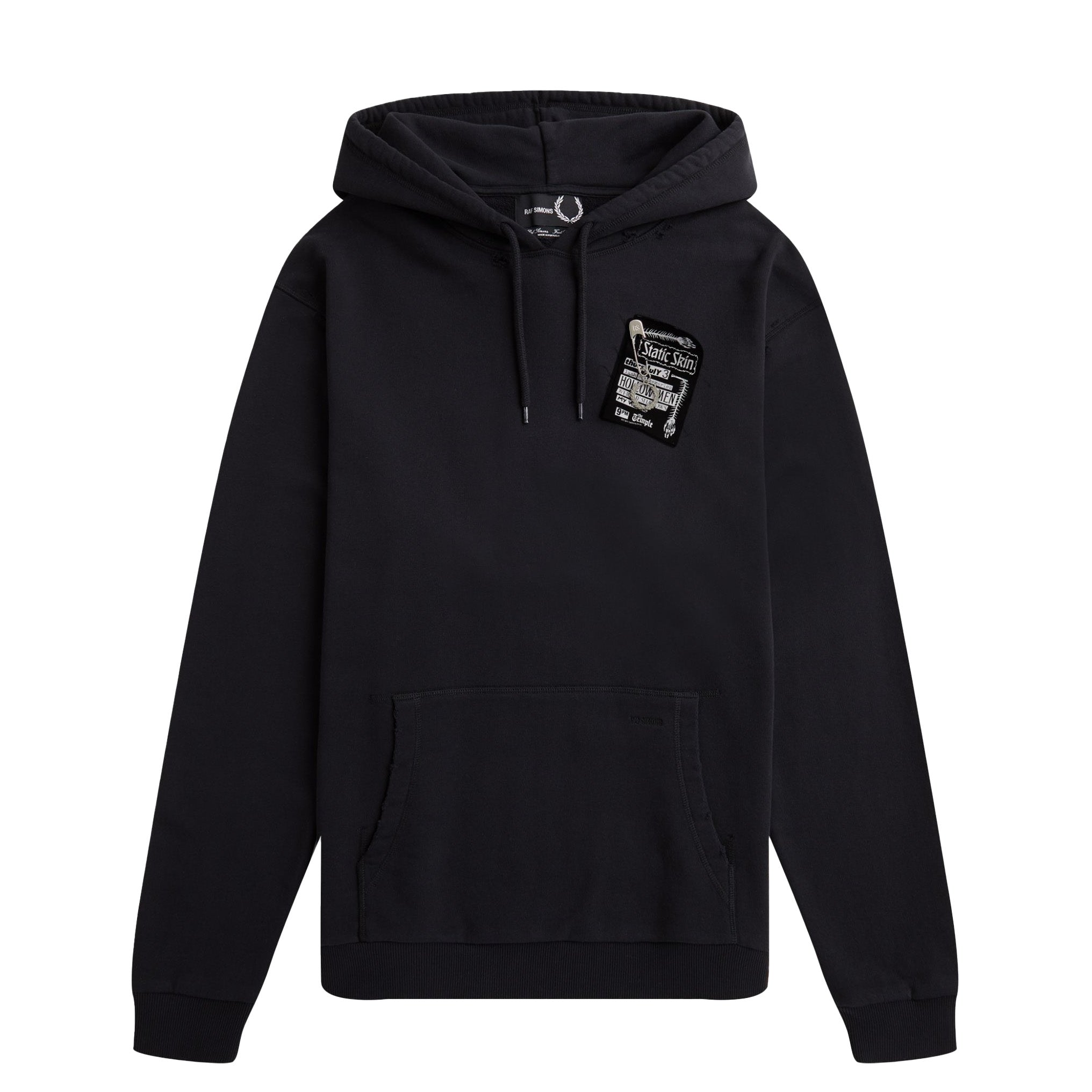 Fred Perry x Raf Simons Destroyed Hoodie Black