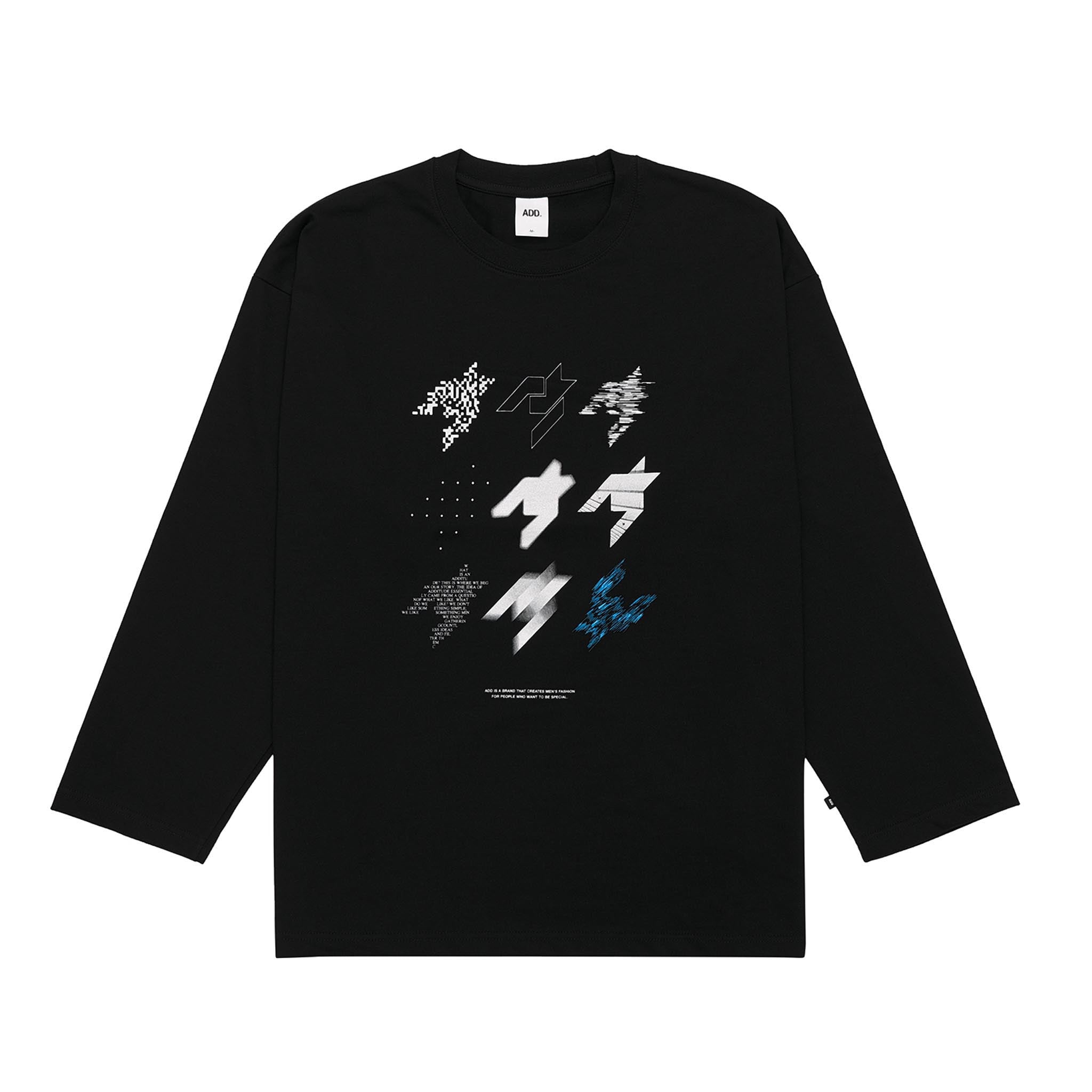ADD Houndstooth Stamp L/S Tee Black