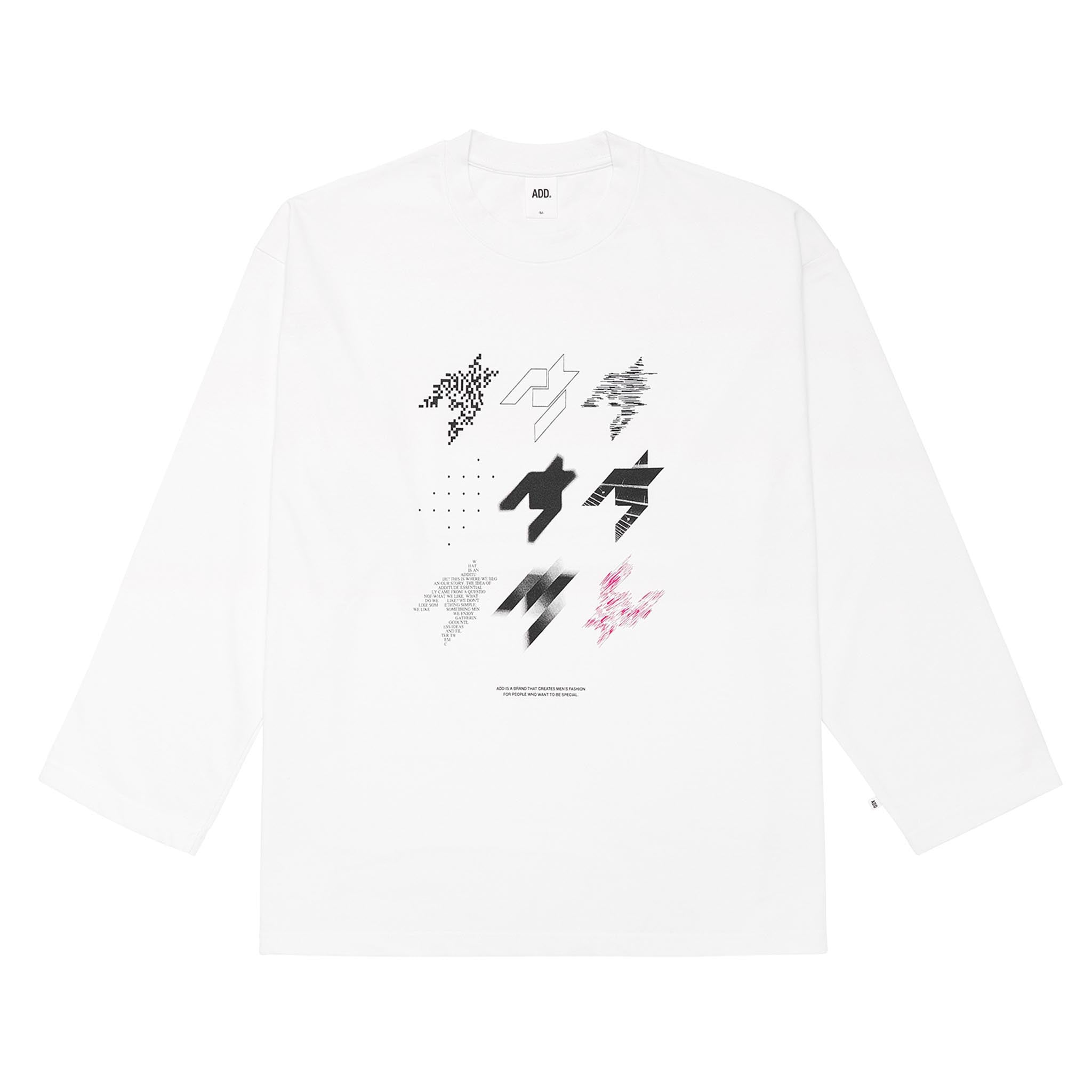 ADD Houndstooth Stamp L/S Tee White