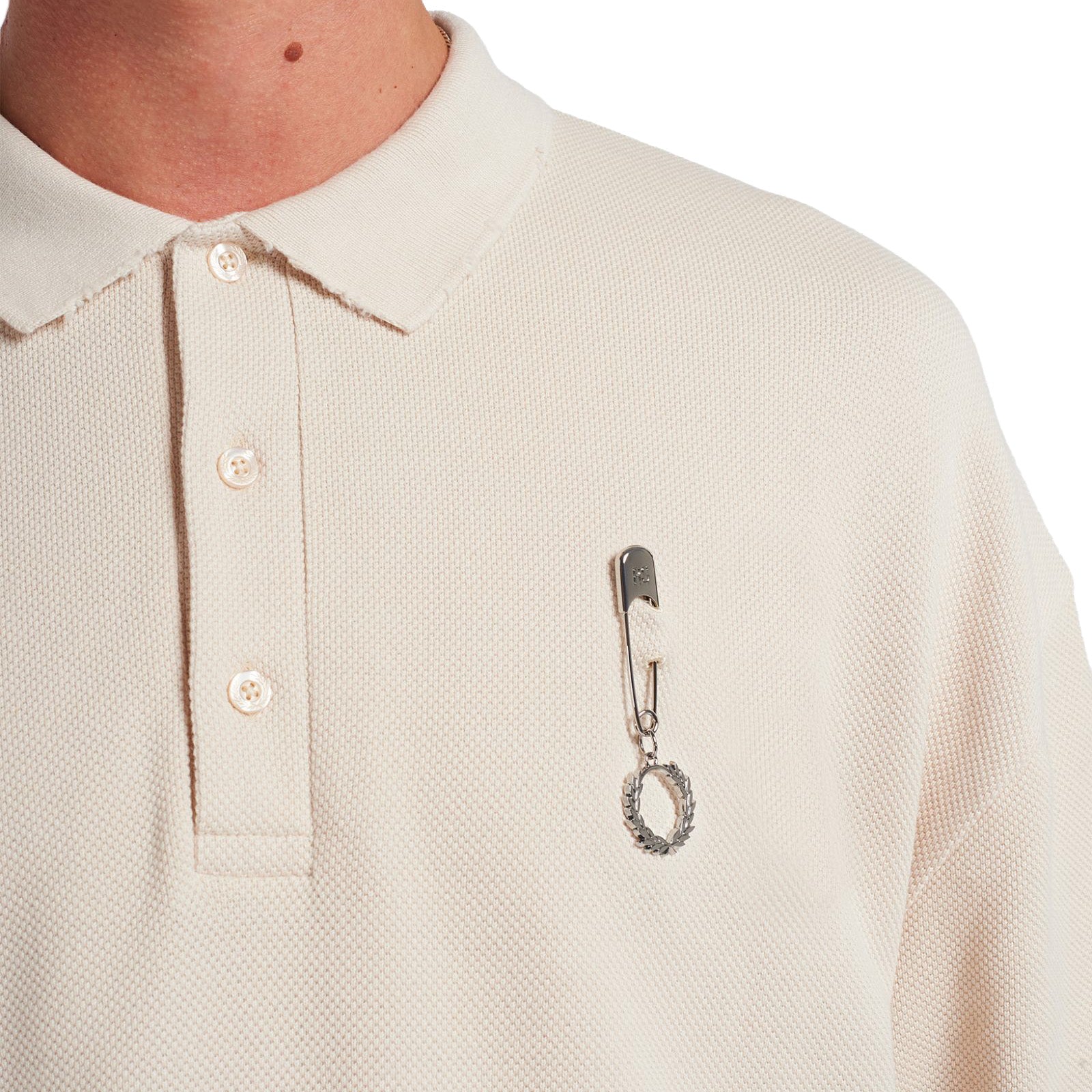 Fred Perry x Raf Simons Oversized Distressed Polo Cream