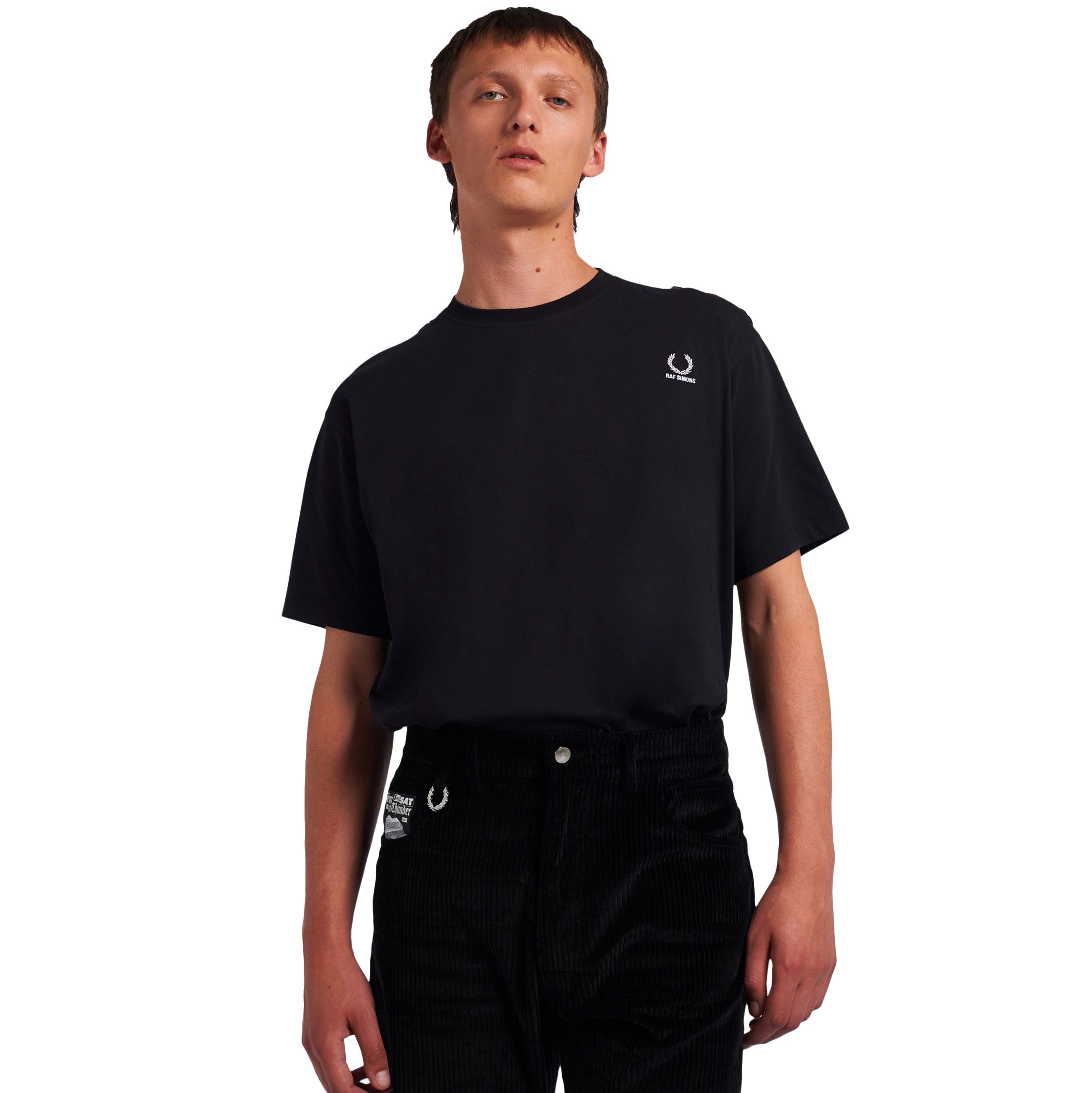 Fred Perry x Raf Simons Oversized Shoulder Detail T-Shirt Black