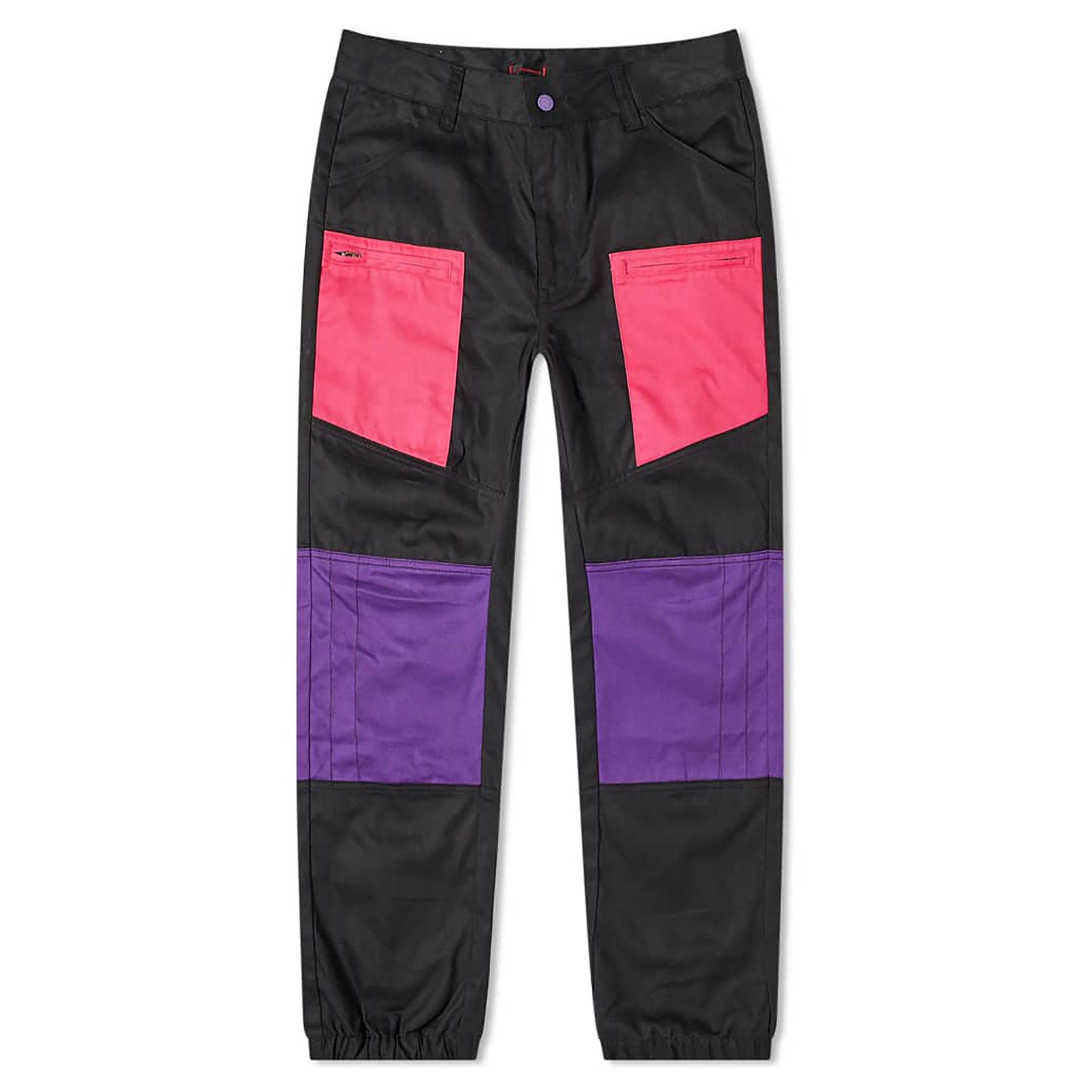 Clot Contrast Patched Panel Pants Black/Purple