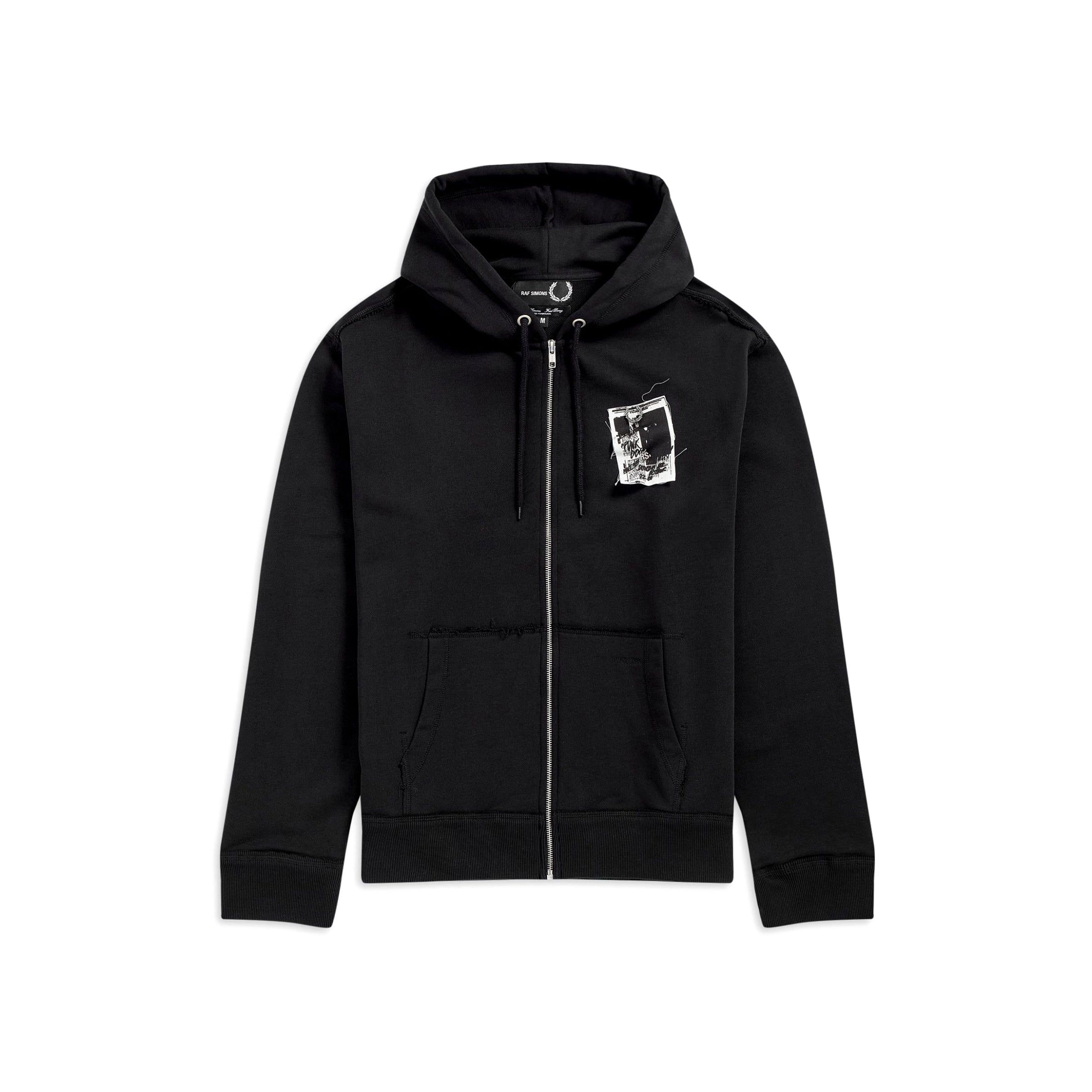 Fred Perry x Raf Simons Patched Zip Through Hoodie Black