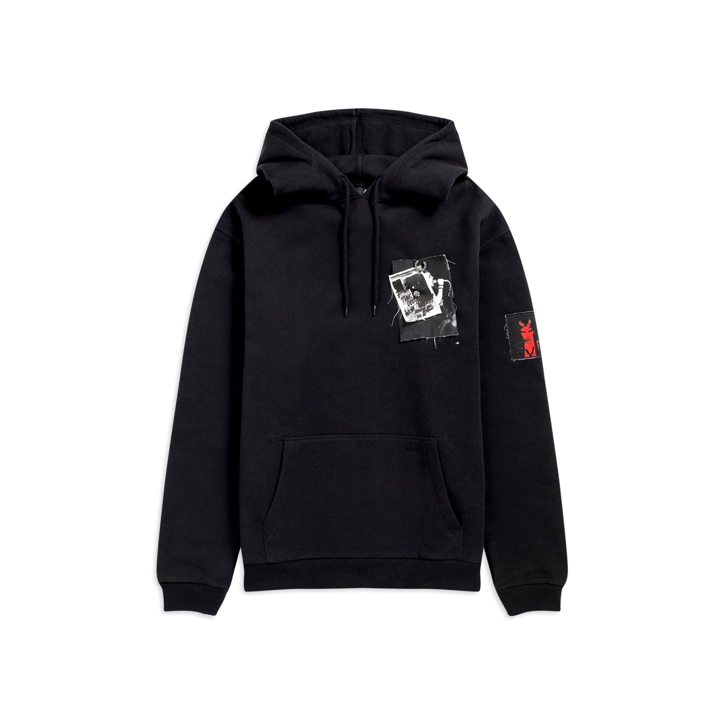Fred Perry x Raf Simons Pin Printed Patch Hoodie Black